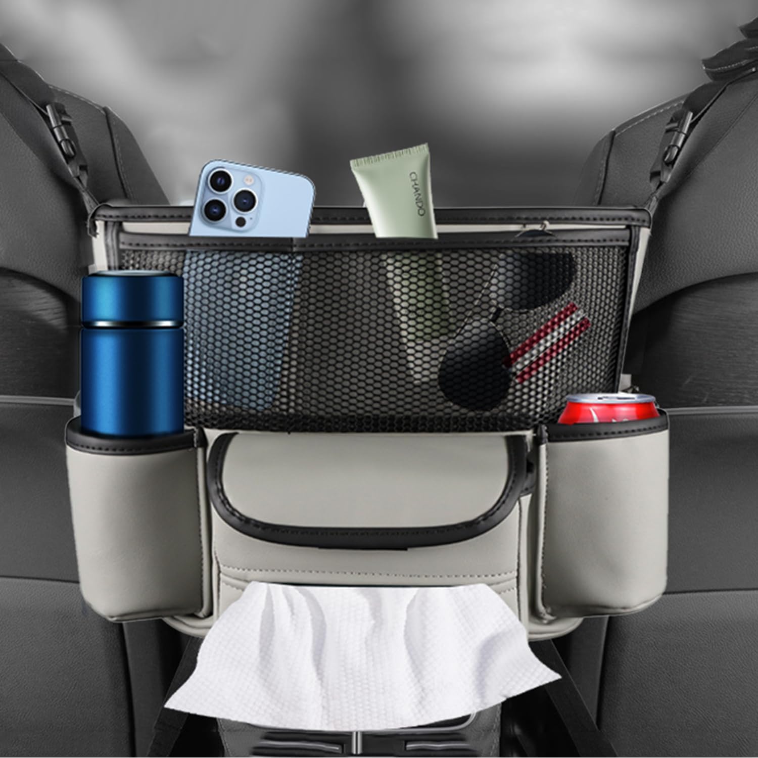 QBUC Car Seat Handbag Holder with Tissue Cup Storage