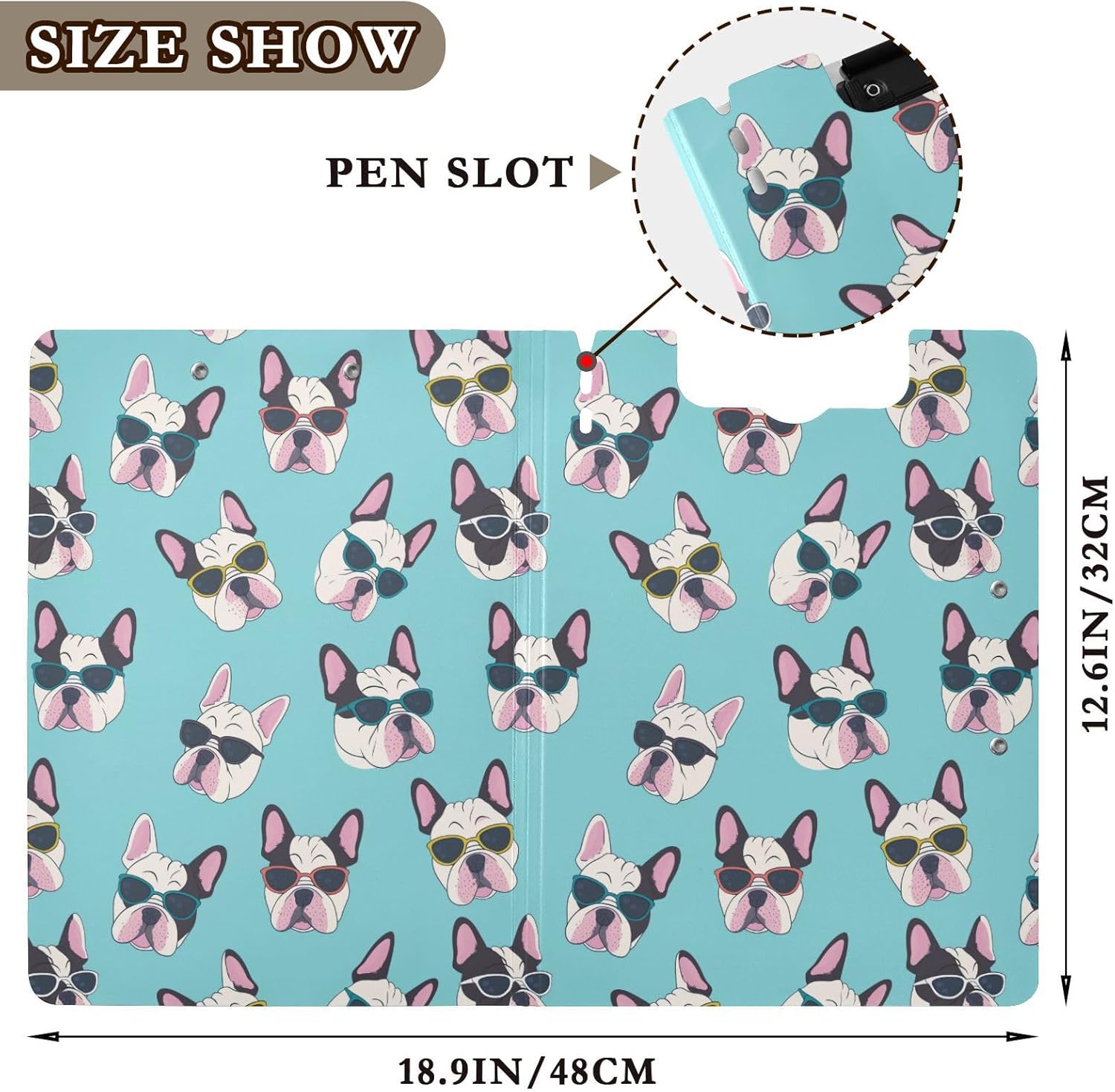 French Bulldog A4 Clipboard Folder with 360 Fold Design