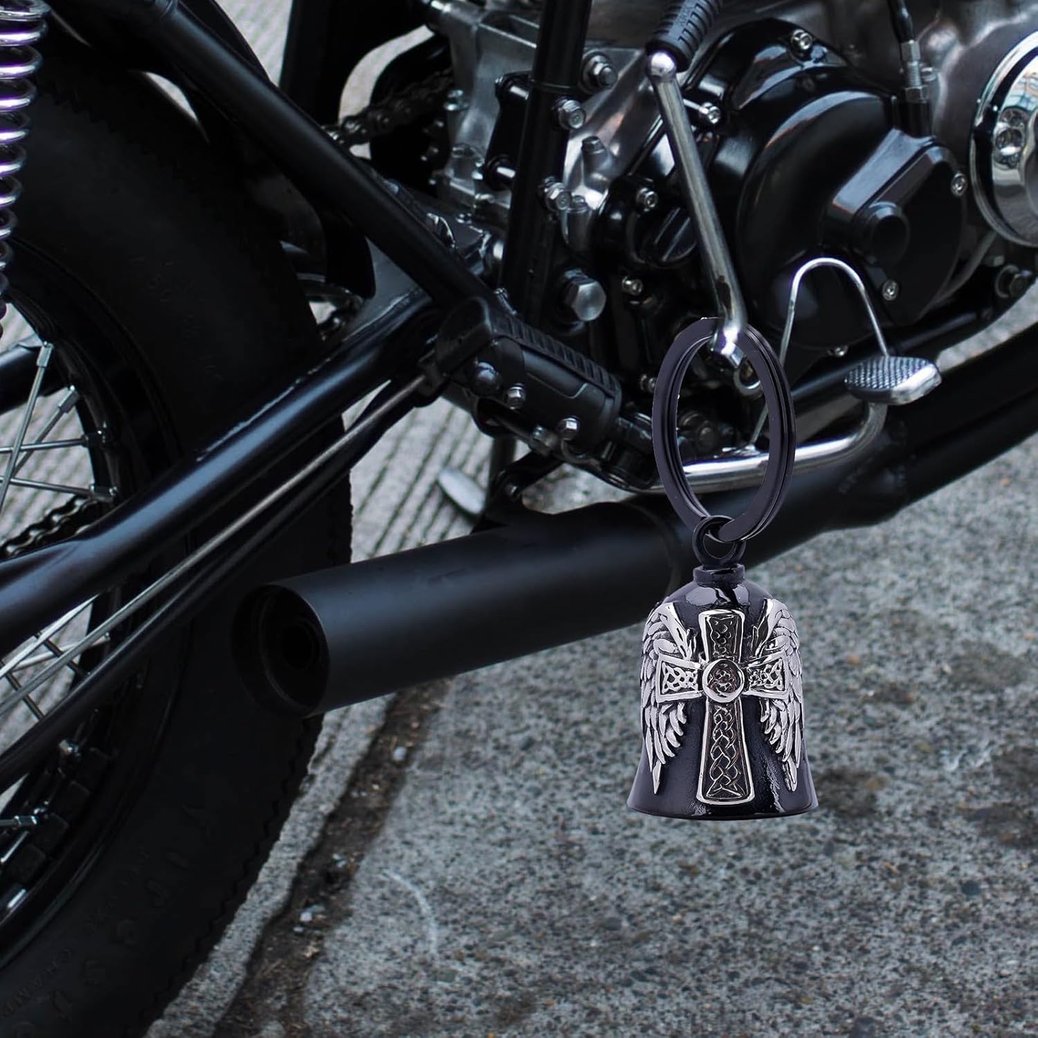 Motorcycle Bells for Men - Stainless Steel with Celtic Cross Design