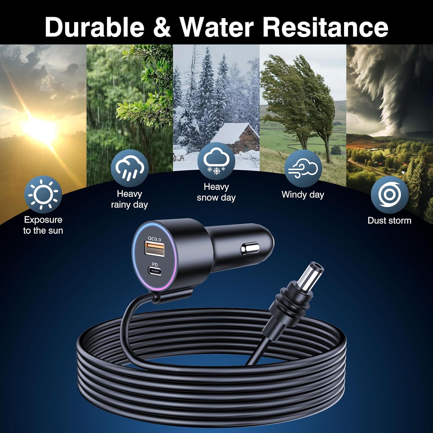 TIKBIC Starlink Mini 3 in 1 Car Charger Cable 5M Black
