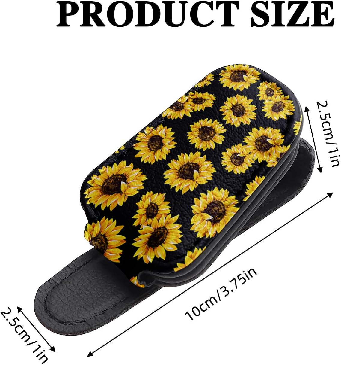Vibrant Sunflower Magnetic Leather Car Visor Clip