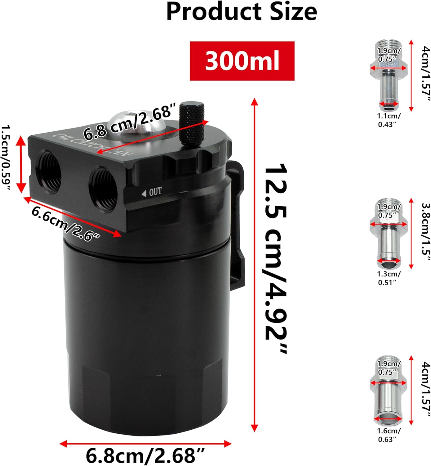 YIEXOVA Oil Separator Collection Tank 300ml Universal Aluminum Black
