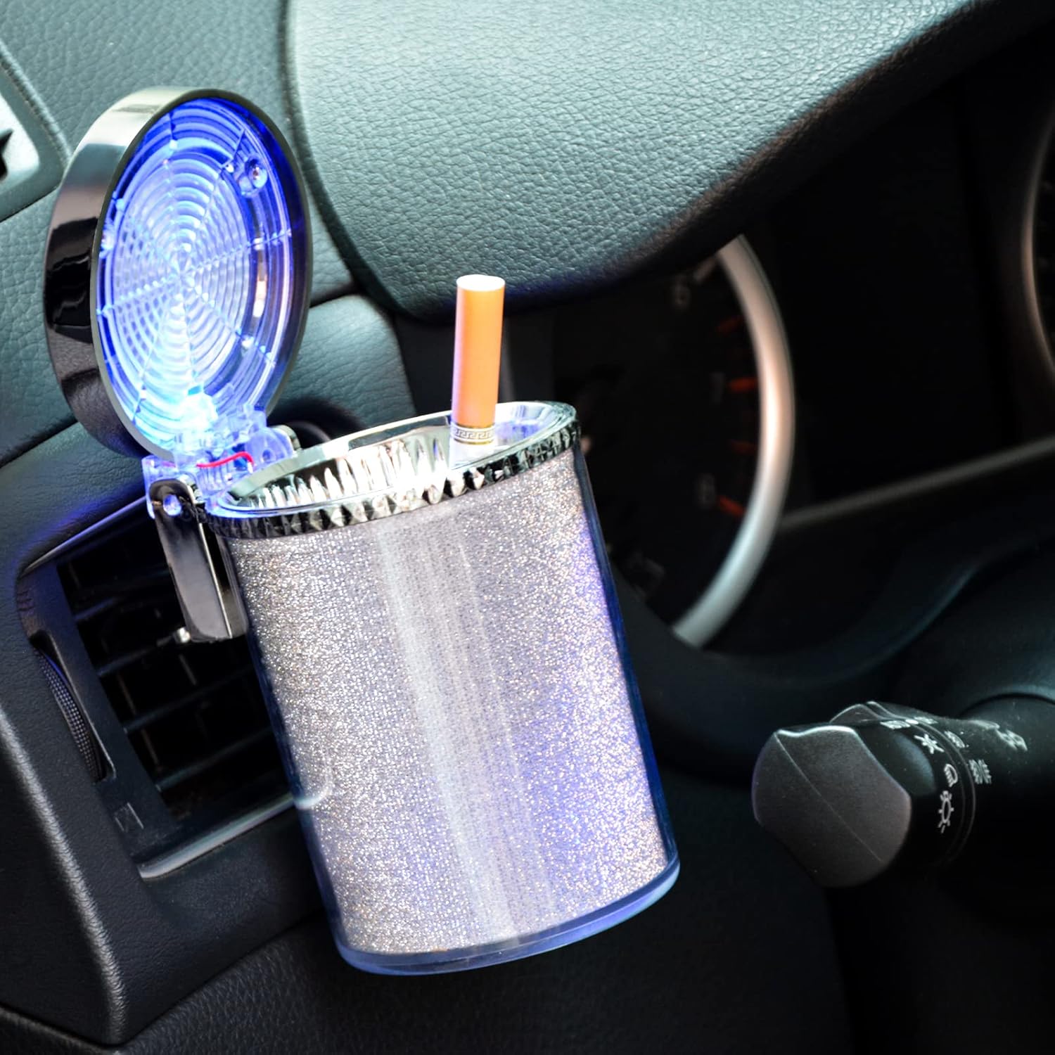 Car Ashtray 2-Pack with LED Light and Lid