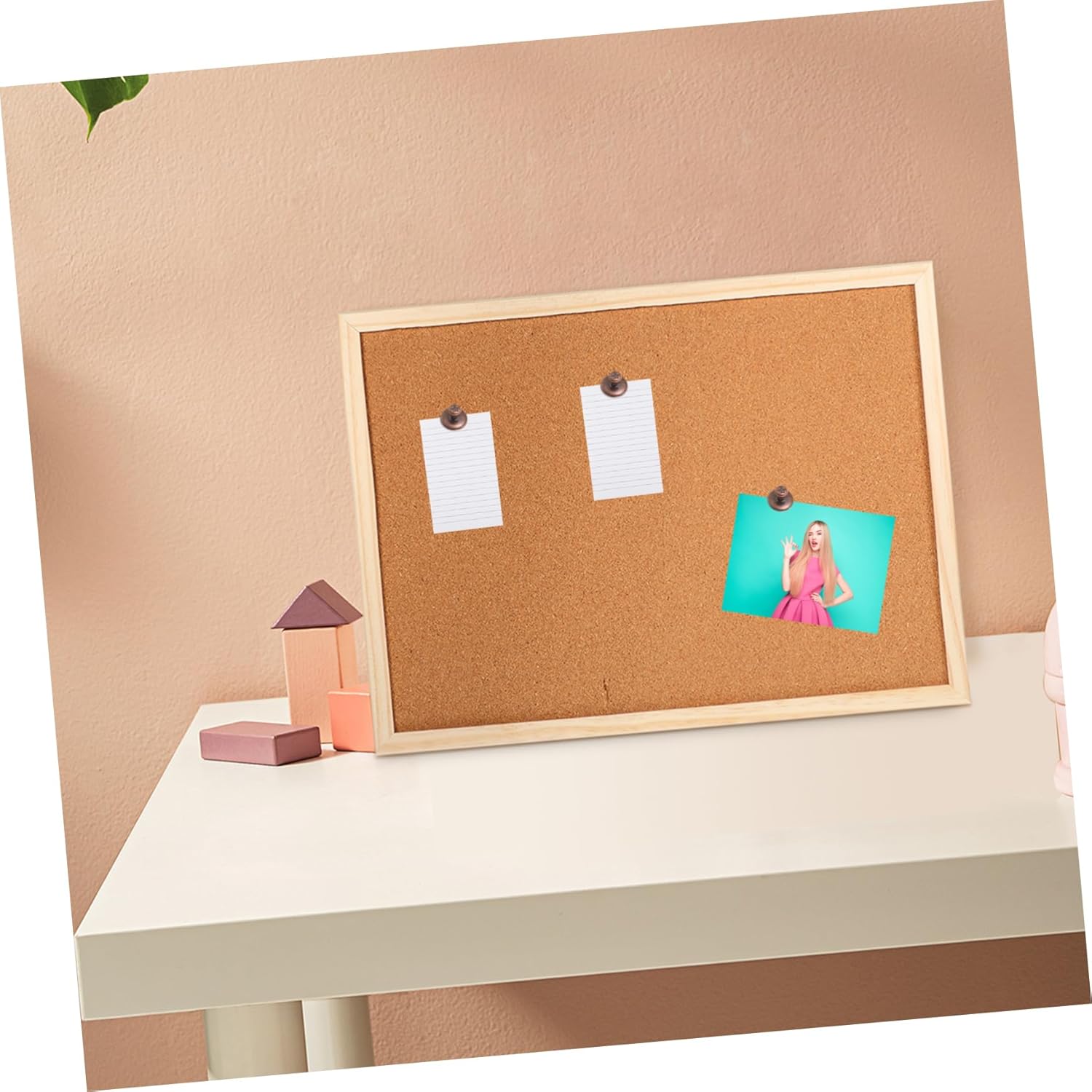 Office Memo Board Corkboard with White Frame Set Decorative
