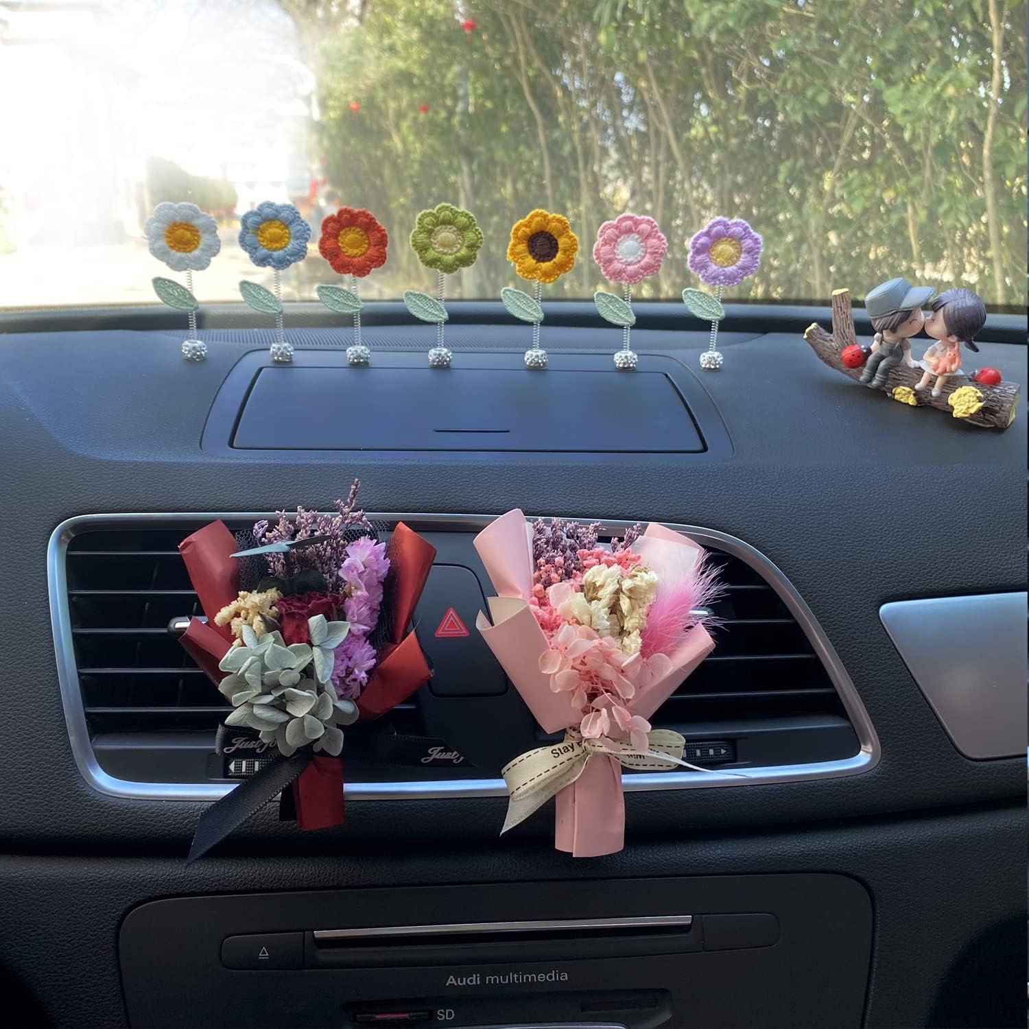 Cute Dried Flower Air Vent Clip for Car Decor