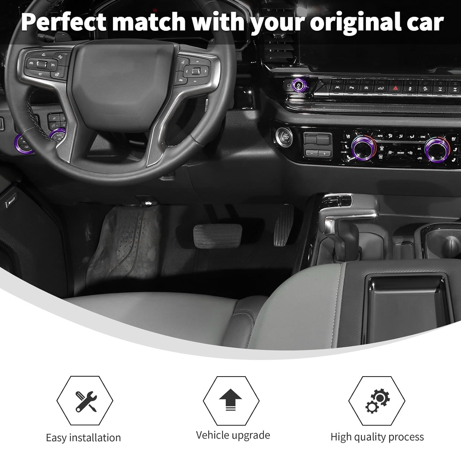 Linskip Purple Shift Knob Trim Kit for 2022-2025 Silverado
