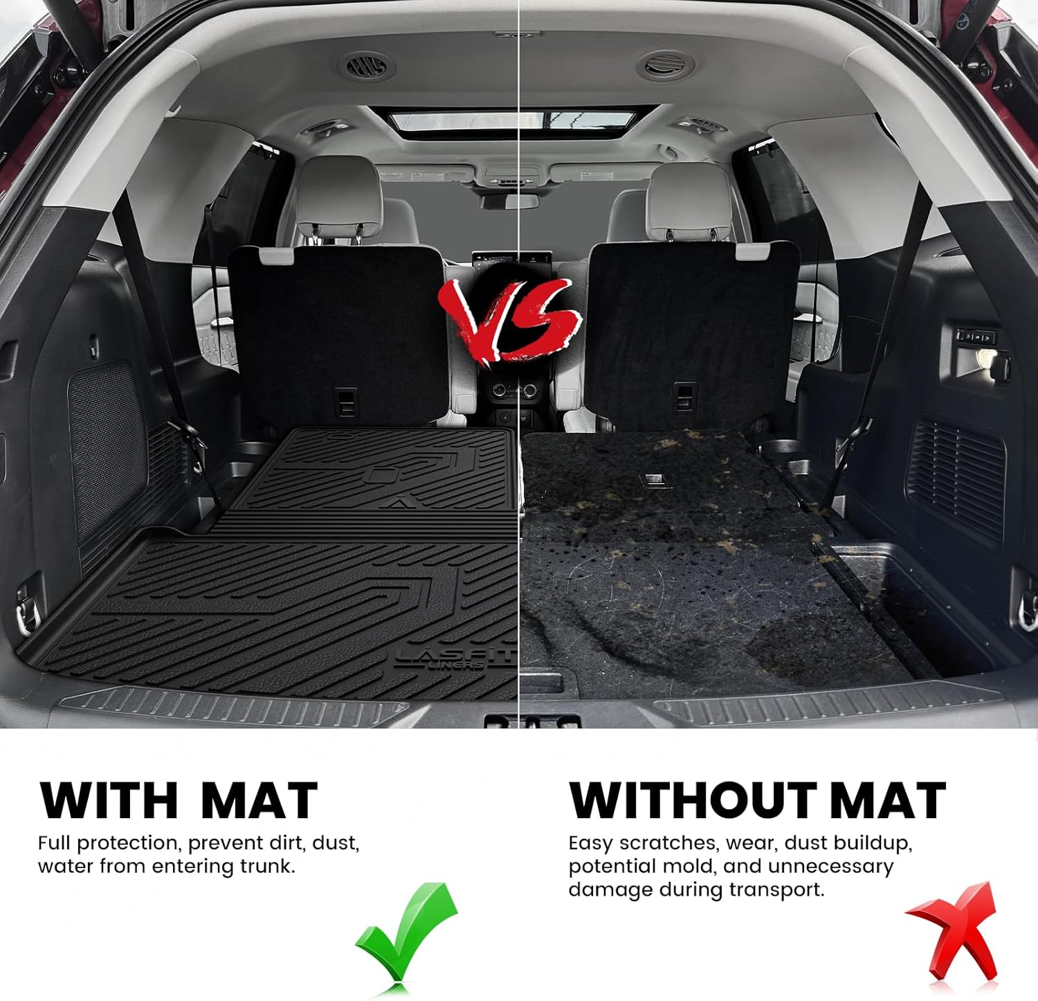 LASFIT Trunk Backrest Mat Ford Explorer 2020-2025 Black