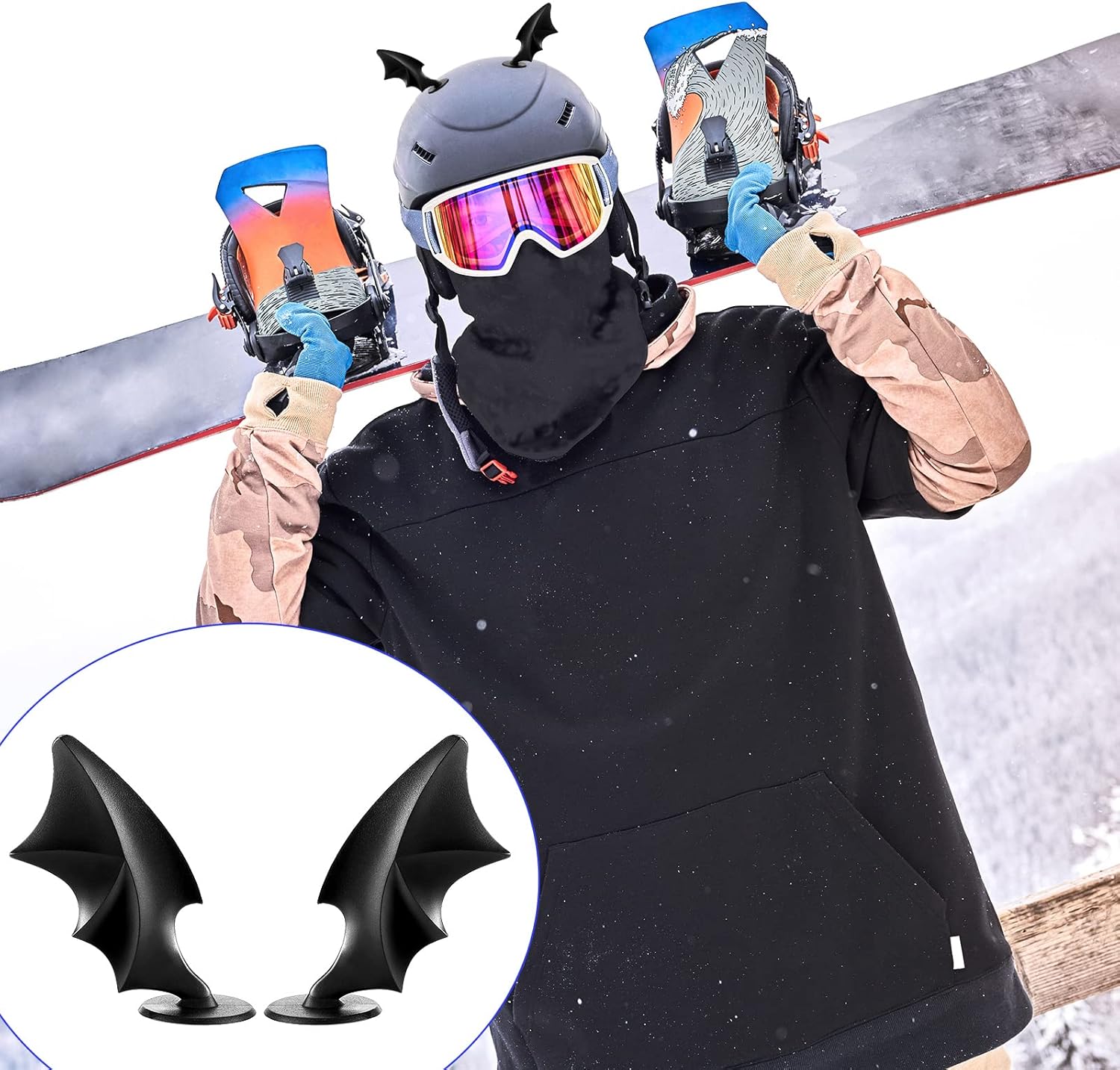 Lewtemi 4 Pairs Motorcycle Helmet Devil Horns Accessories