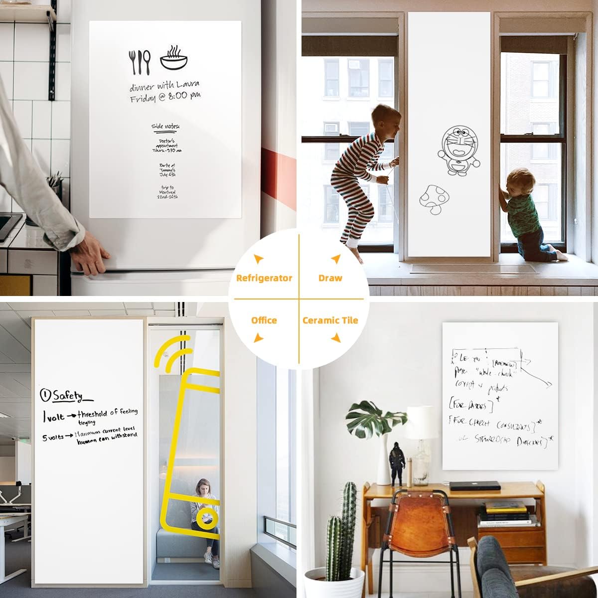 Dry Erase Whiteboard Sticker Wall Decal 787x236 Self-Adhesive