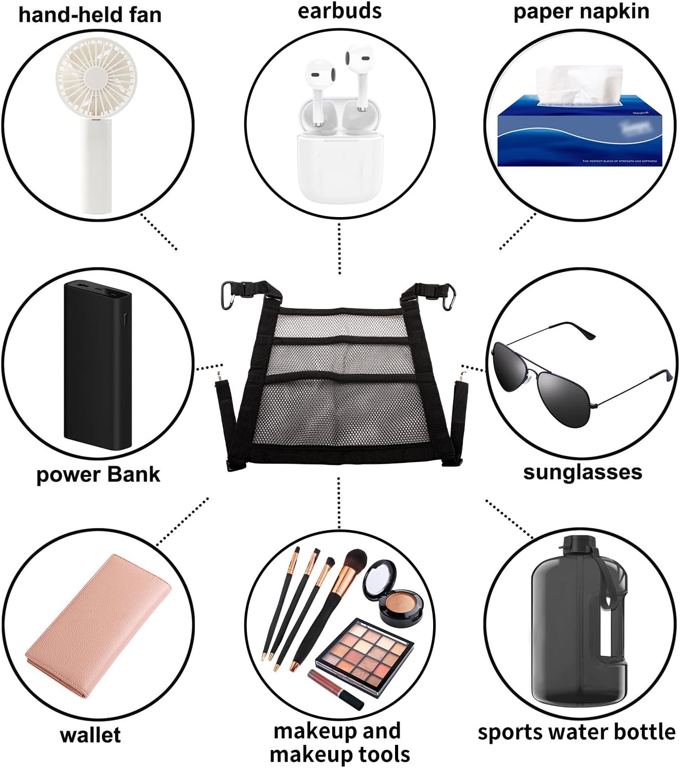 VEHIRIE 3-Layer Seat Back Organizer Black 118x118 Inch