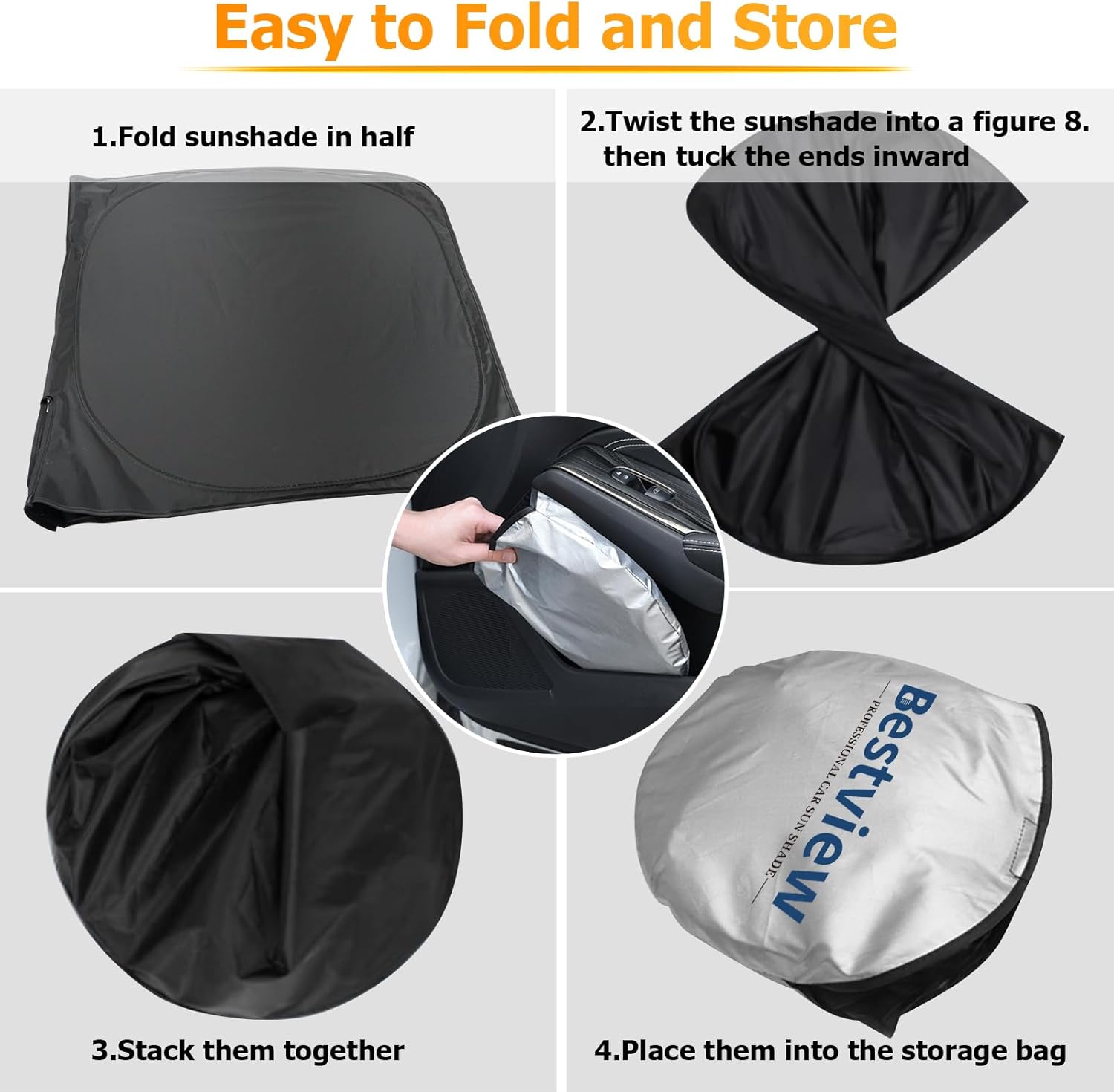 Bestview Windshield Sun Shade Custom Fit for 2011-2020 Toyota Sienna