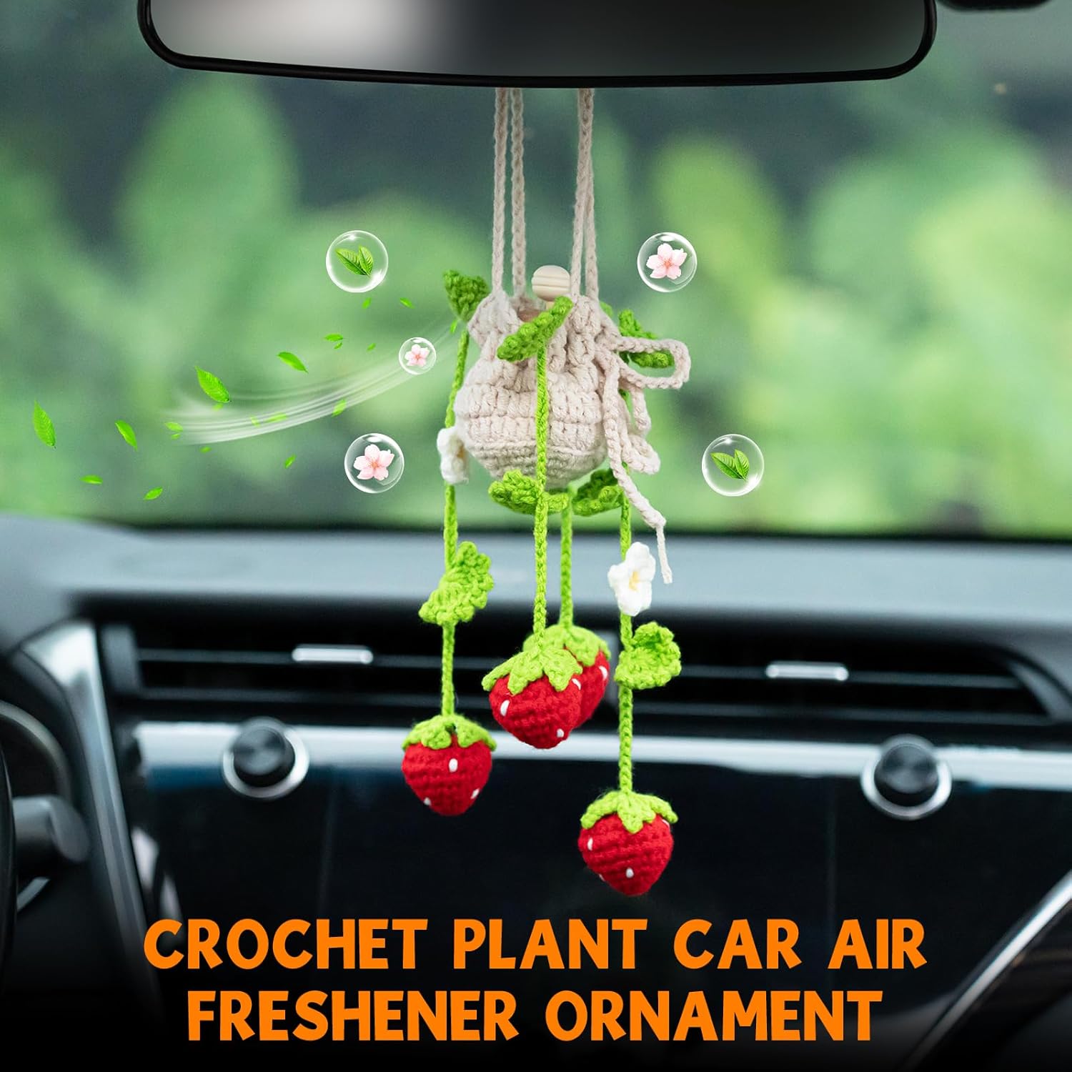 Rislobx Crochet Car Air Freshener Strawberry Decor