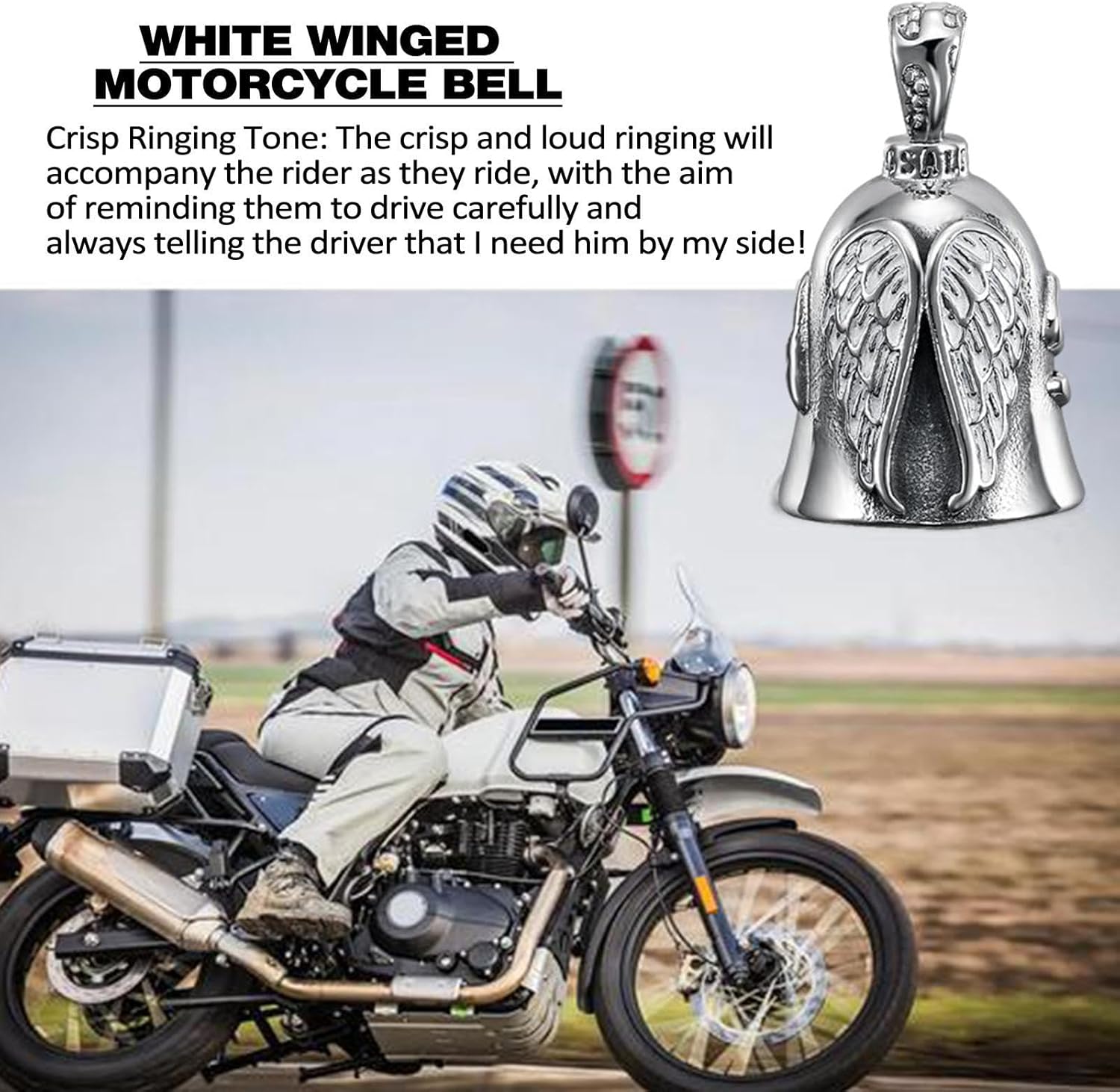 4Pcs Guardians Angel Motorcycle Bells with Stainless Steel Hanger