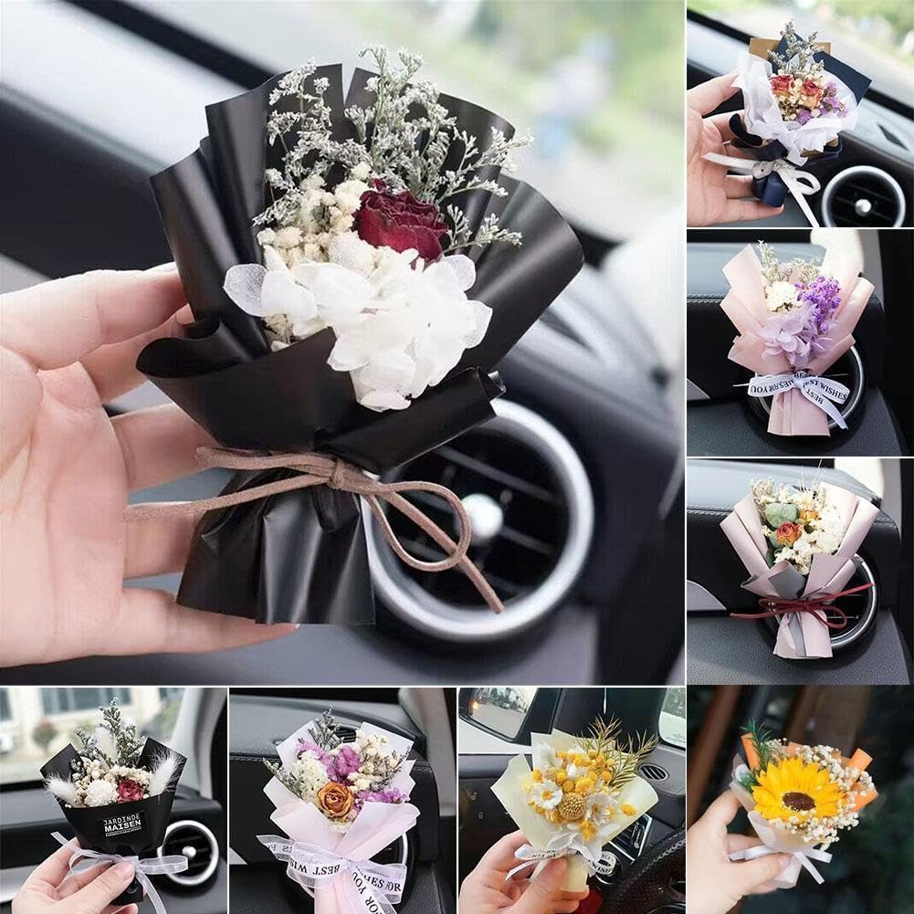 Blue Mini Dried Flower Car Air Freshener Vent Clip