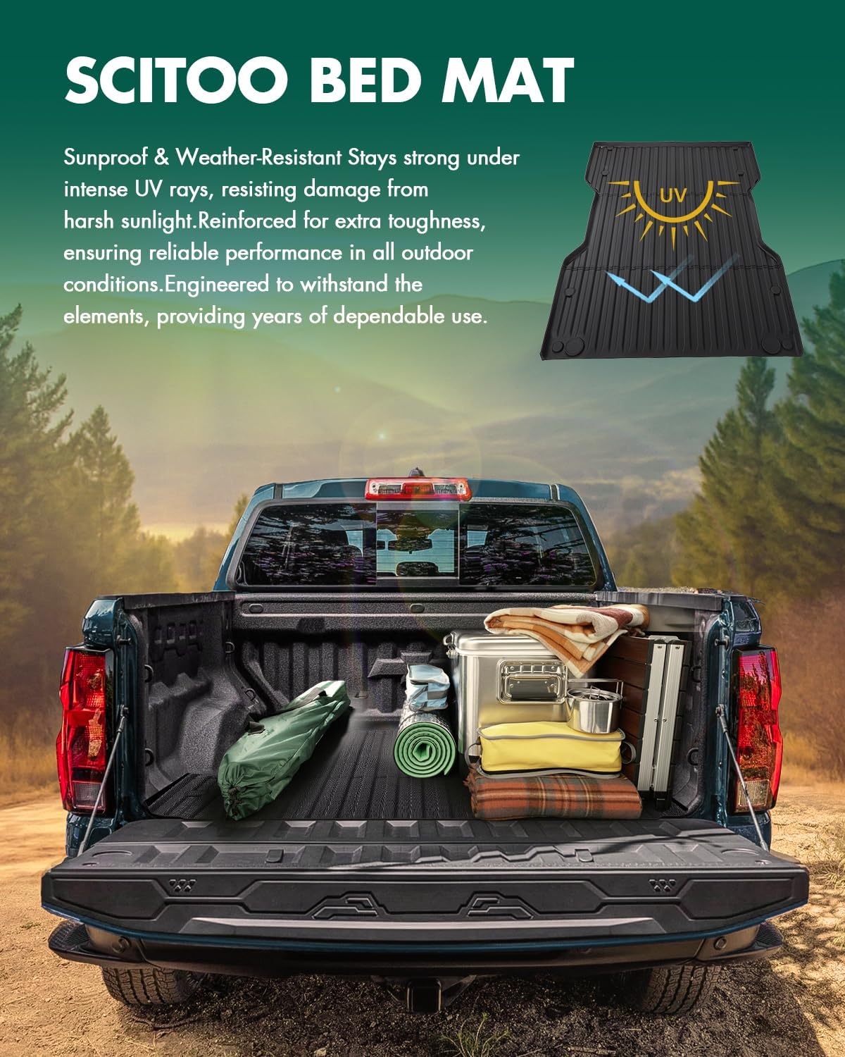 SCITOO Truck Bed Mat for 2024 Toyota Tacoma 6FT