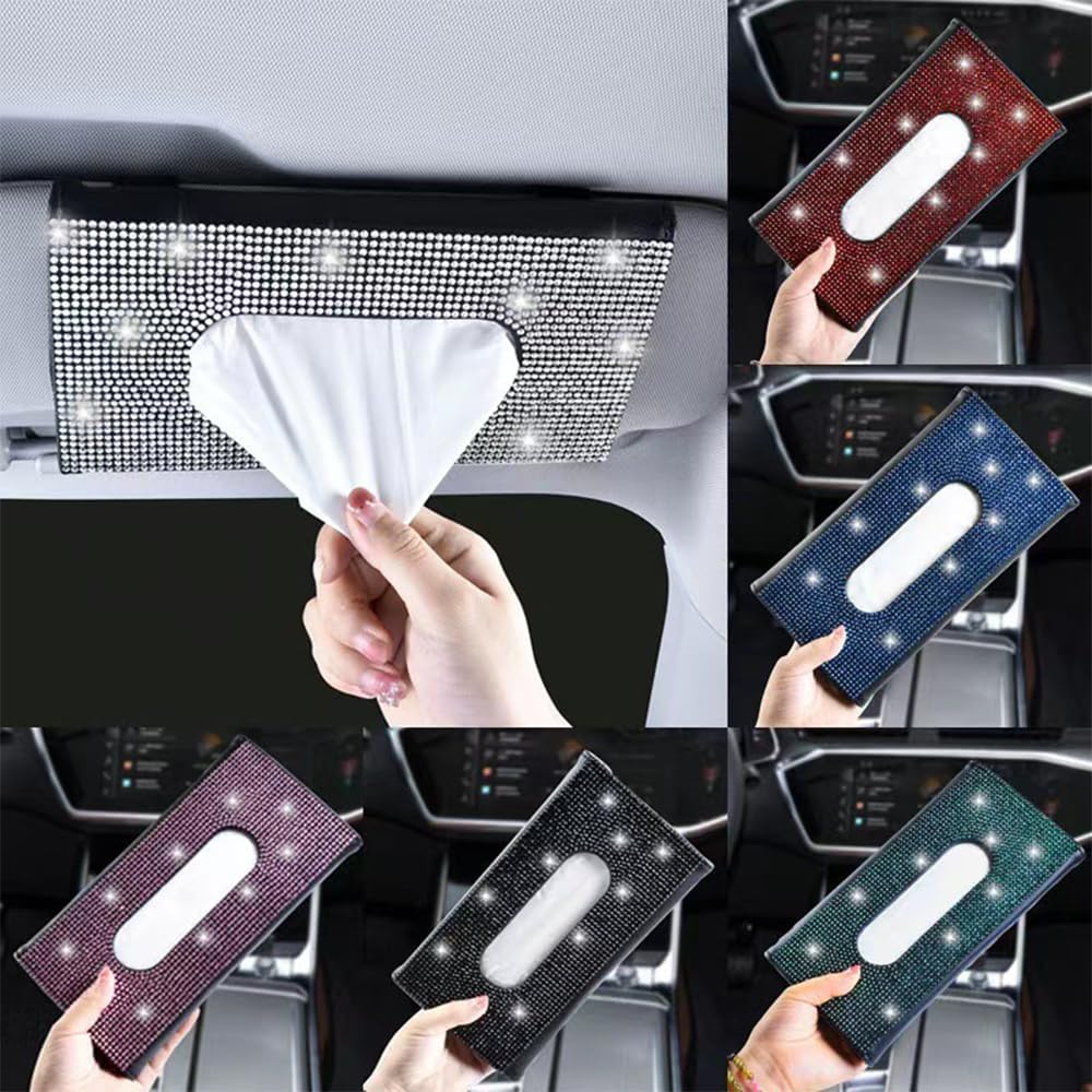 Bling Bling Rhinestone Diamond Car Visor Tissue Holder