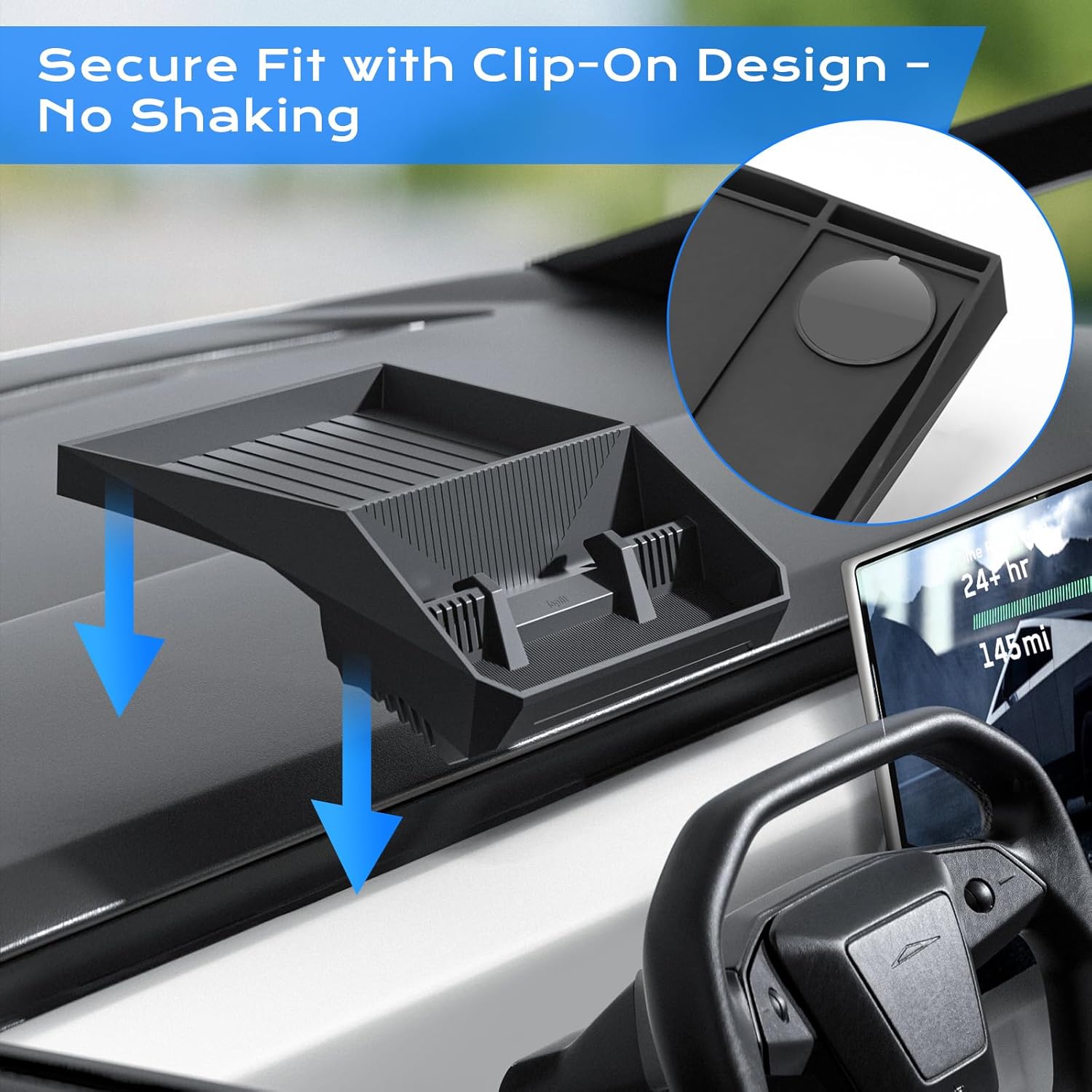 Cybertruck Dashboard Tray Organizer 2025 - Anti-Slip Custom Fit Silicone Storage Box