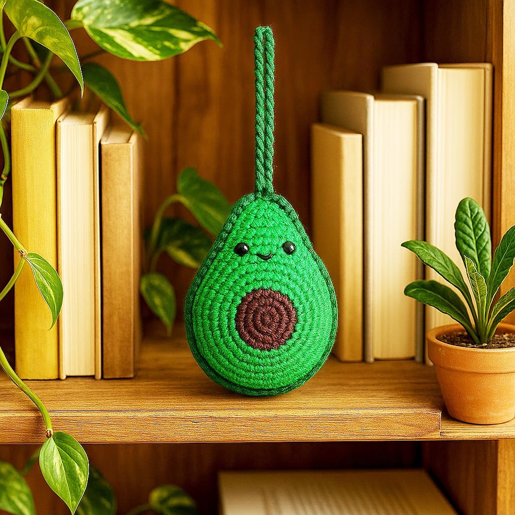 Handmade Crochet Avocado Ornament - Multi Use Amigurumi Decoration