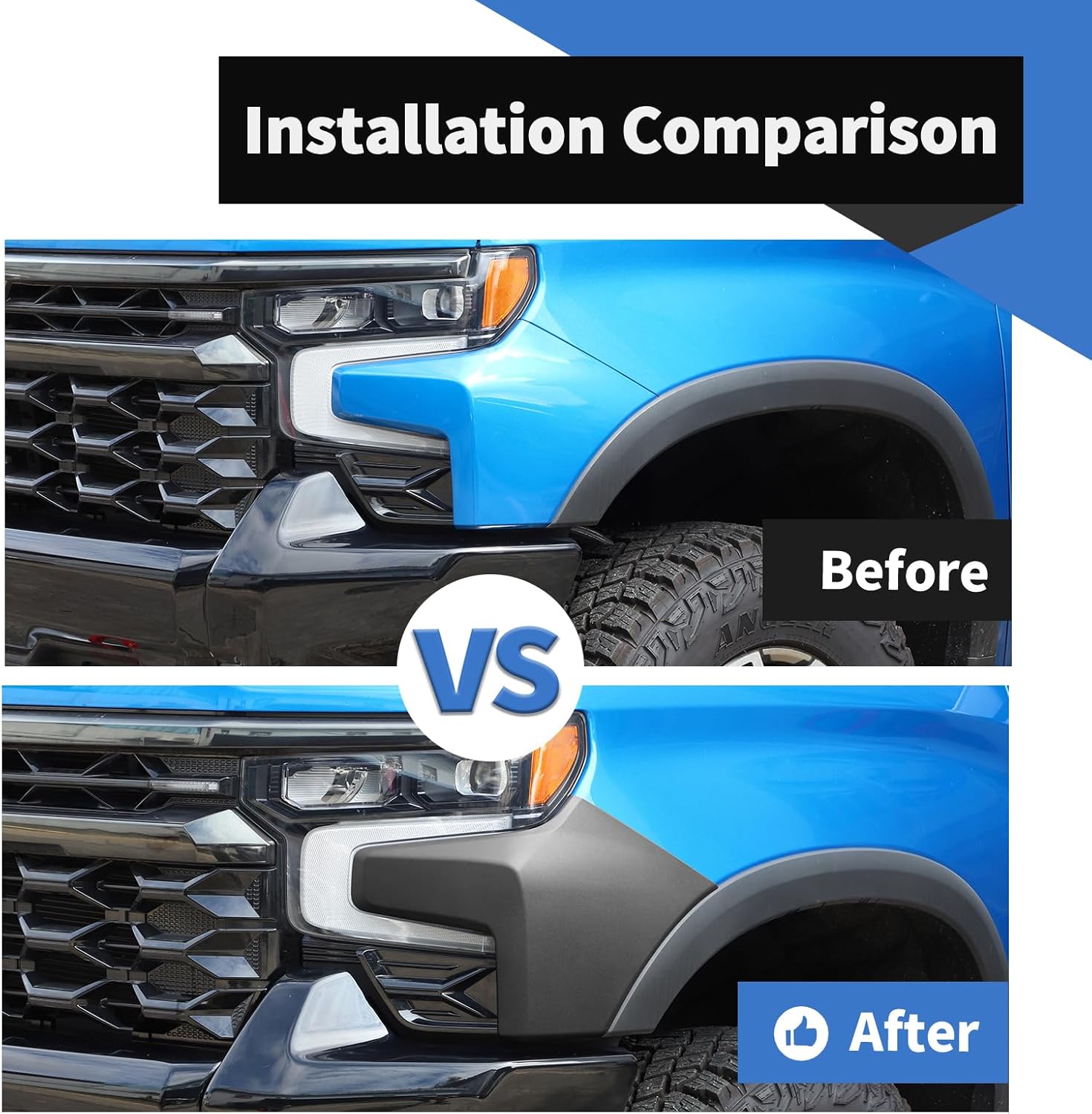 Voodonala Chevy Silverado ZR2 Front Hood Cowl Body Armor Matte Black