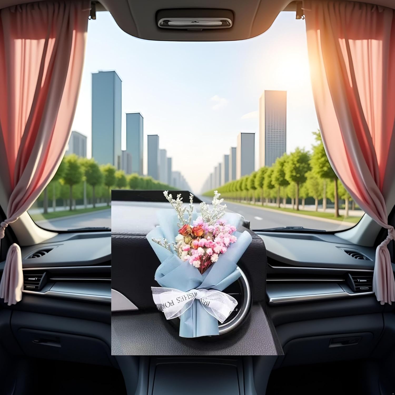 Blue Mini Dried Flower Car Air Freshener Vent Clip