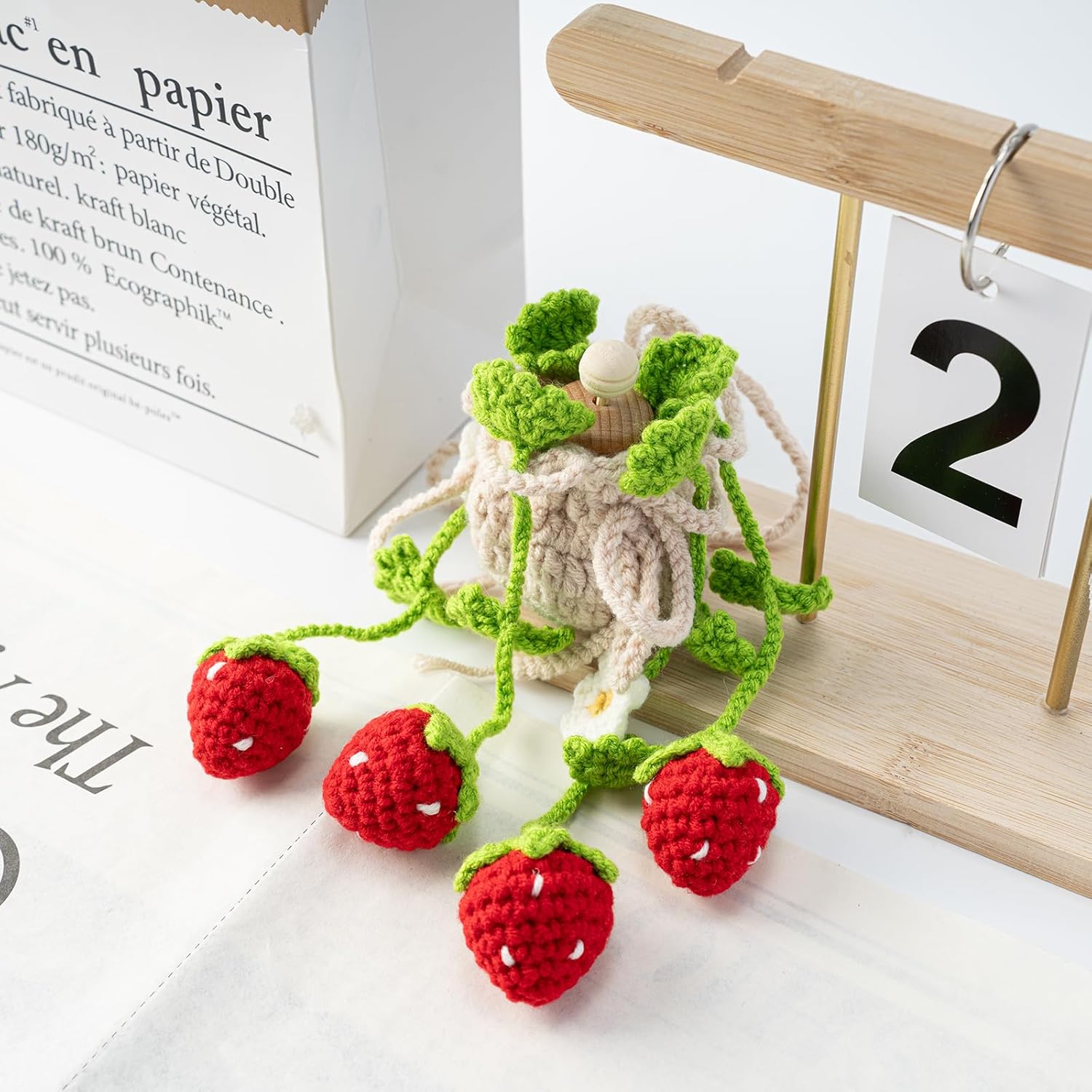 Rislobx Crochet Car Air Freshener Strawberry Decor