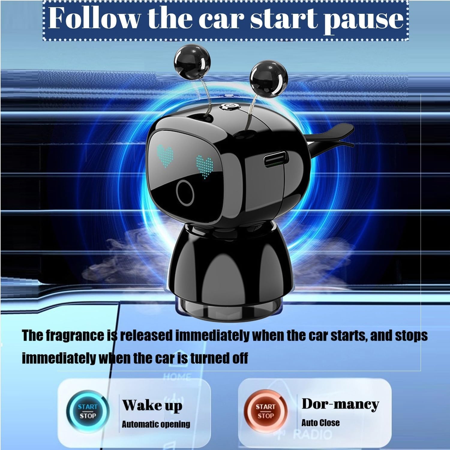 Robot Intelligent Aromatherapy Machine Smart Cute Robot Car Air Freshener V3