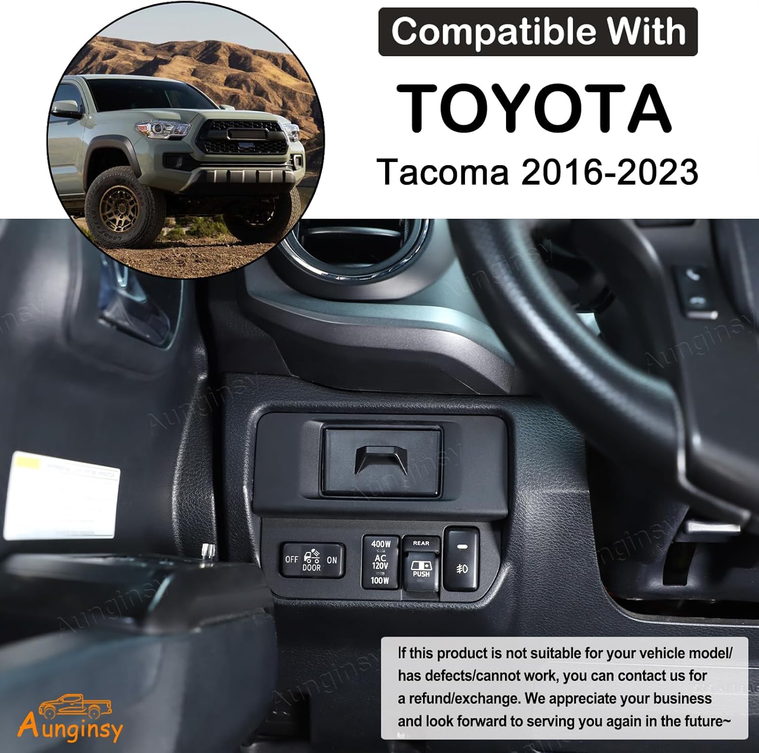 Aunginsy Car Center Console Storage Box for Toyota Tacoma 2016-2023