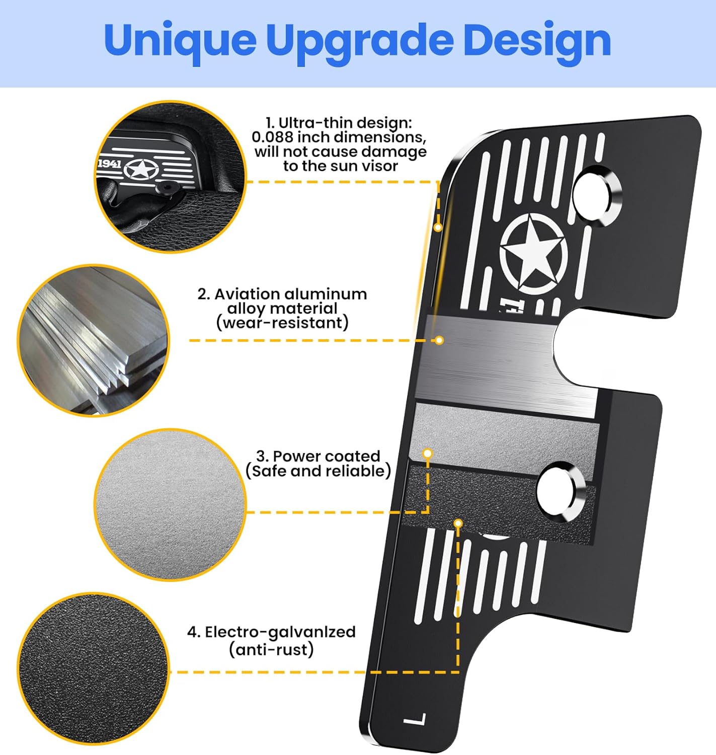 Upgraded Sun Visor Repair Kit for Jeep Wrangler and Gladiator