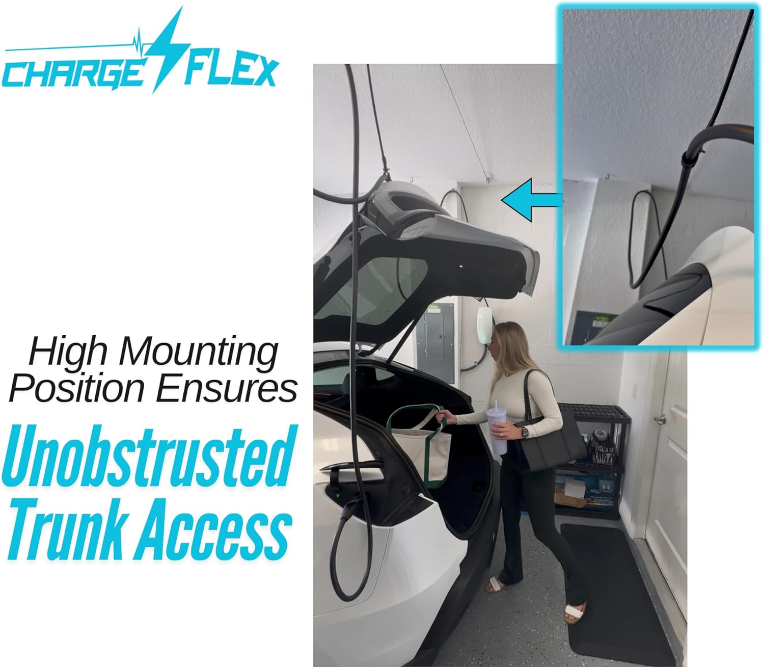 ChargeFlex with GlideTrack - Universal EV Retractable Cable Organizer