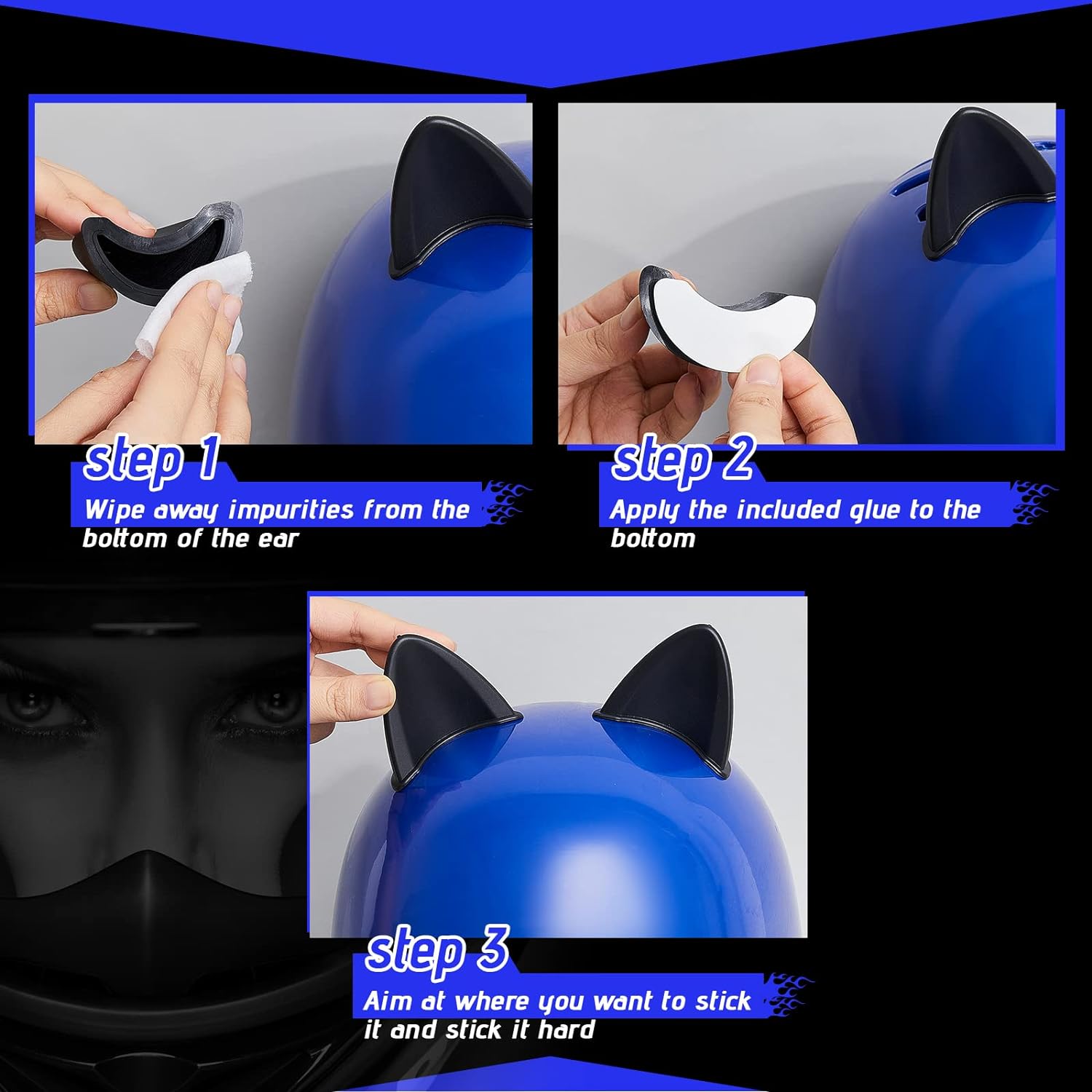 Lewtemi 4 Pairs Motorcycle Helmet Devil Horns Accessories
