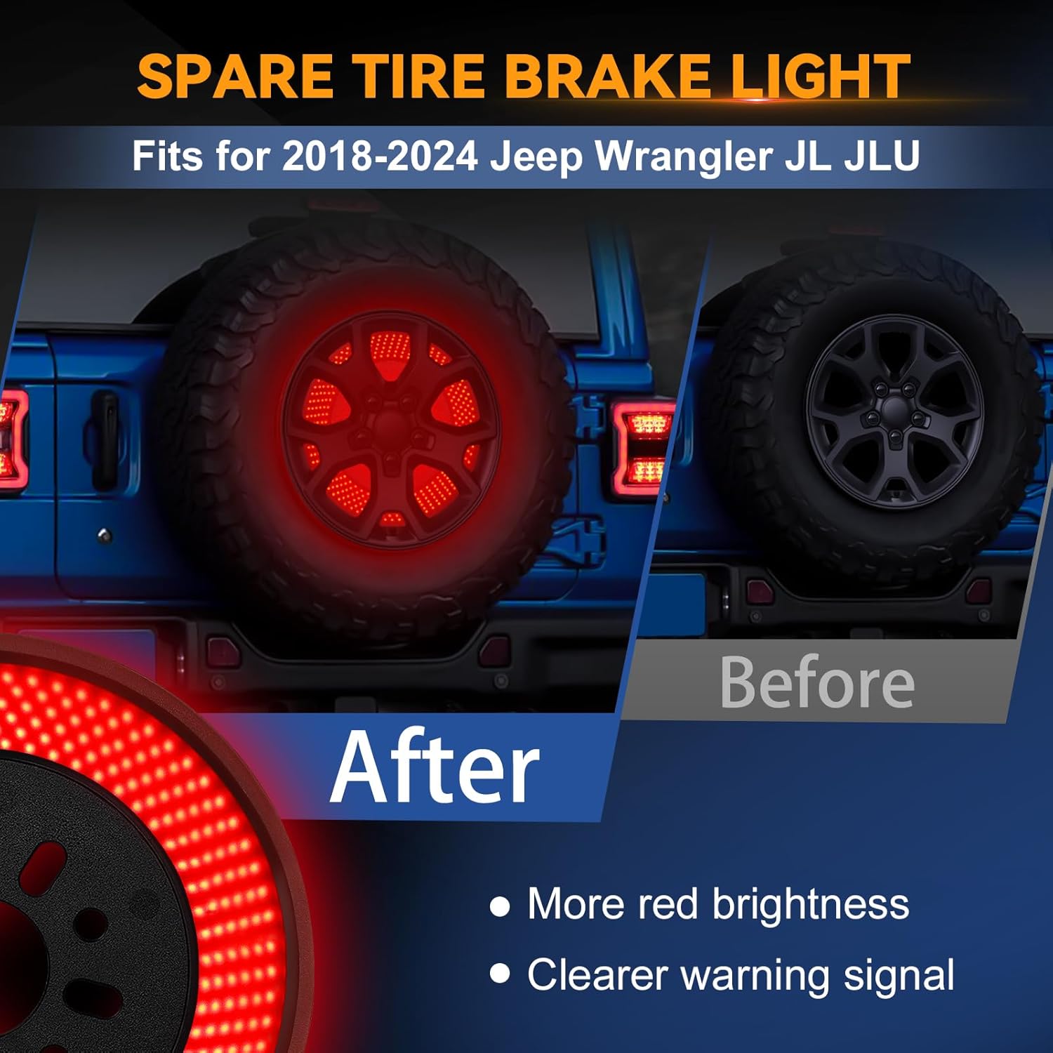Spare Tire Brake Light for Jeep Wrangler JL JLU 2018-2025