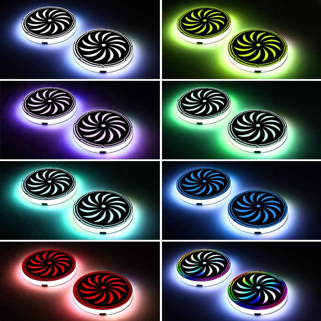 2Pcs LED Coaster Lights with 7 Color Variations