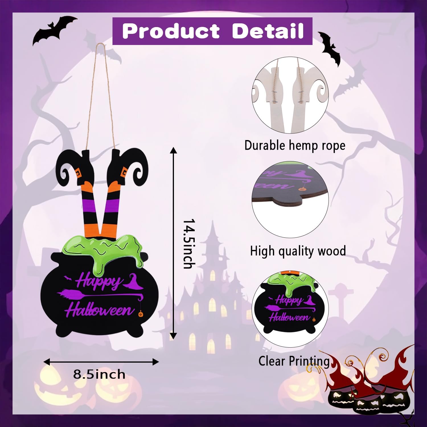 Halloween Witch Legs Welcome Door Sign Decor