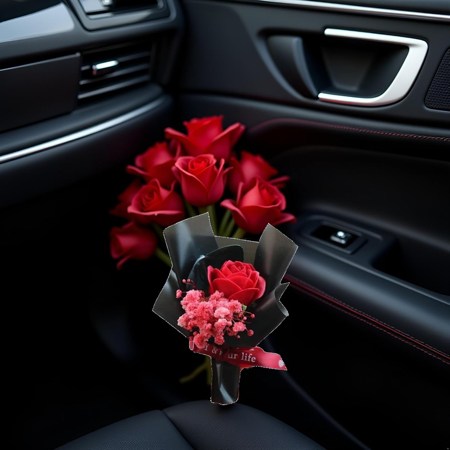 Tustao Red Mini Dried Flower Bouquet for Car Air Vent Clips