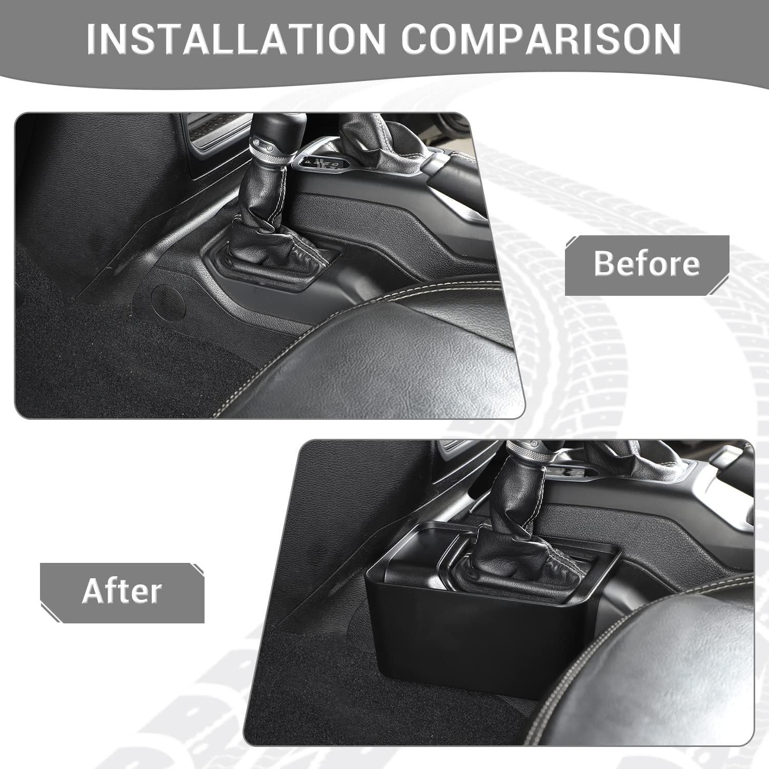 PDKLIN Jeep JL Gear Shift Organizer Tray Bin Black