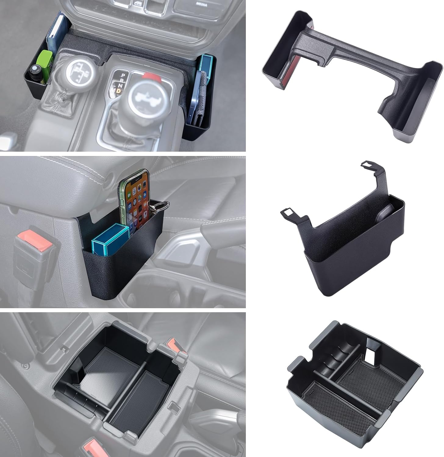 3PCS Center Console Organizer Tray for Wrangler and Gladiator 2018-2024