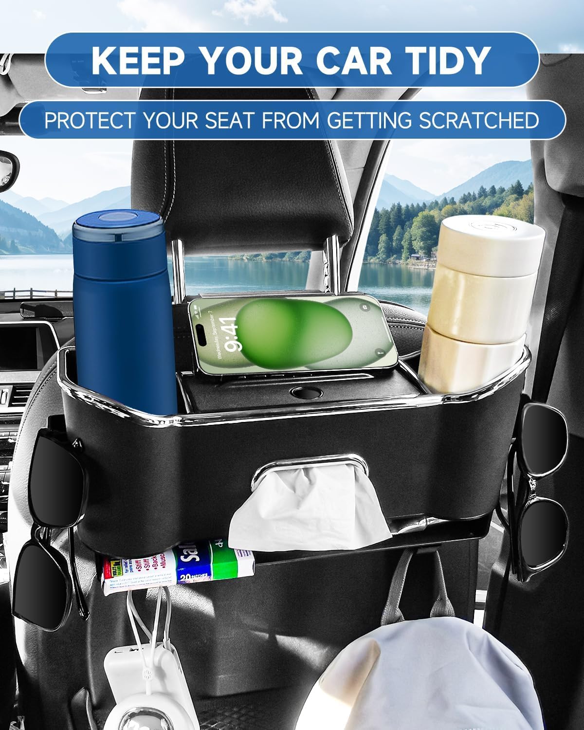 Car Seat Back Storage Box 5-in-1 Organizer