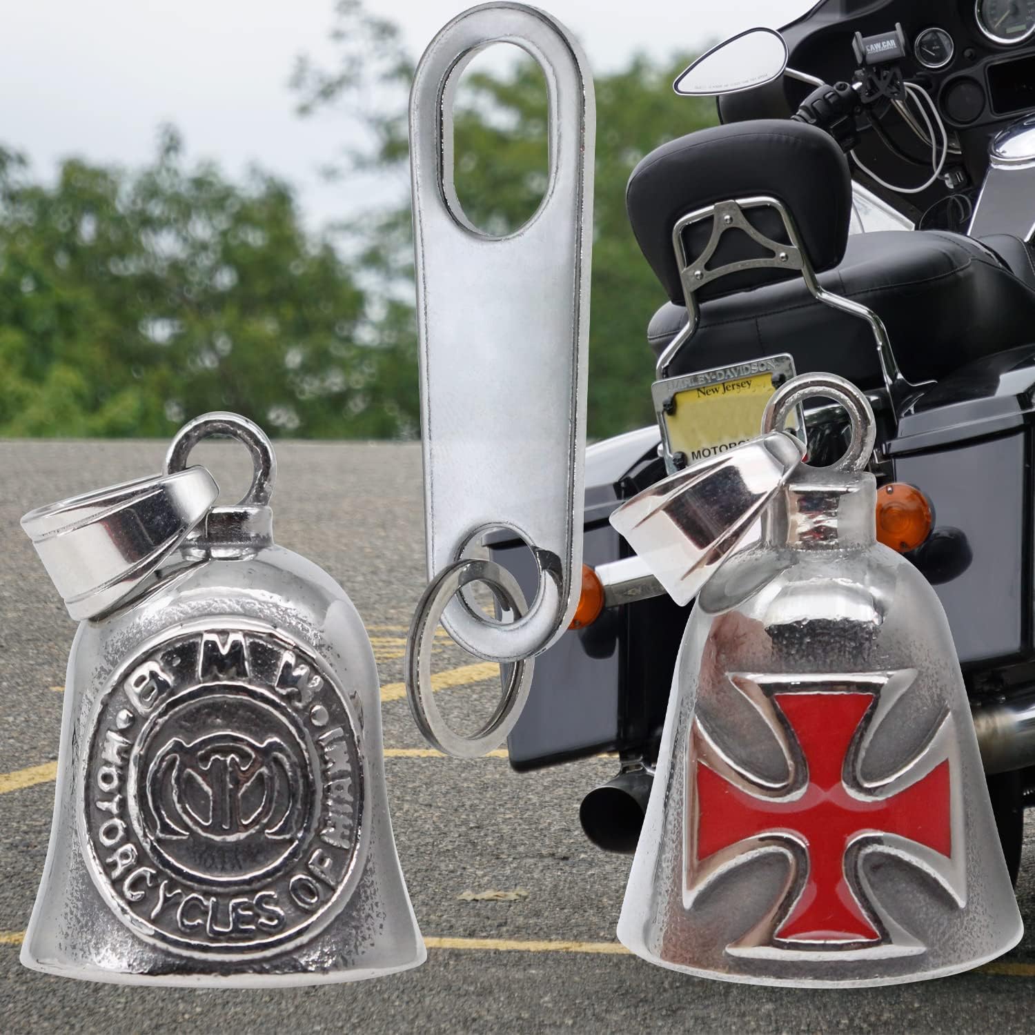 Motorcycle Bell with Bell Hanger for Luck and Protection