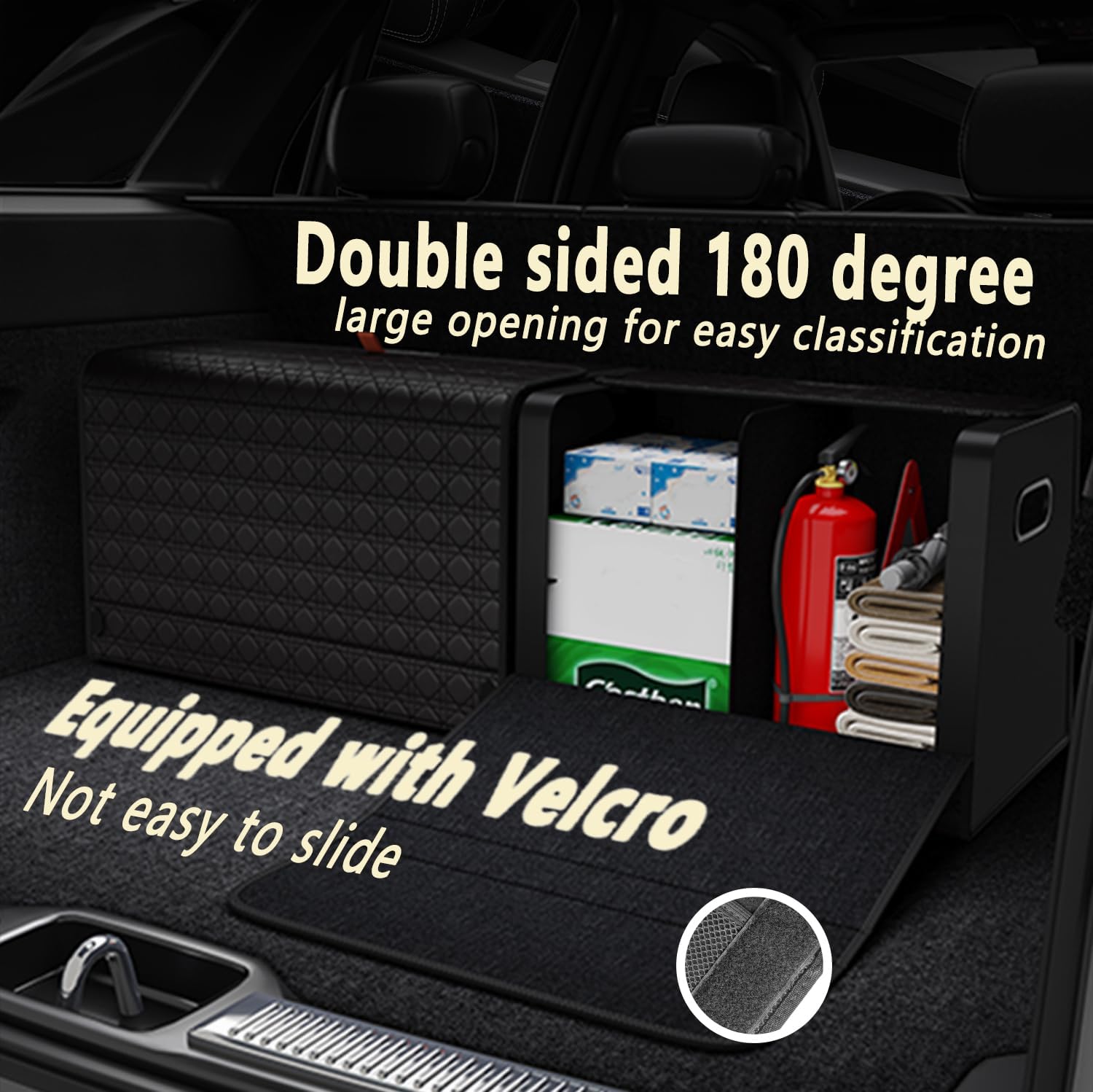 GMQ Car Trunk Organizer for SUV Large Capacity Black 1