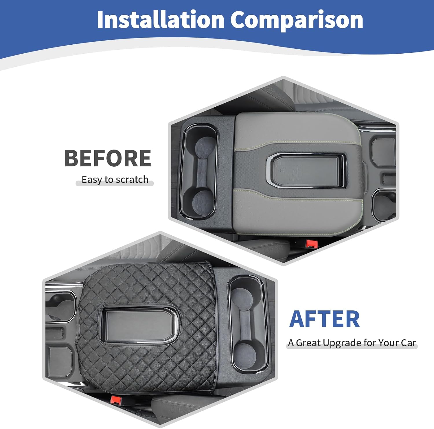 RT-TCZ Black Center Console Armrest Pad for Chevy Silverado 2019 Up