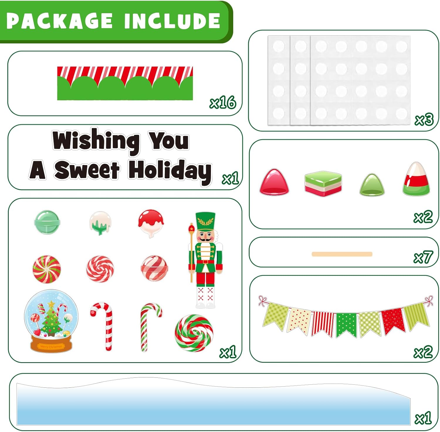 Glicholi Christmas Peppermint Bulletin Board Set