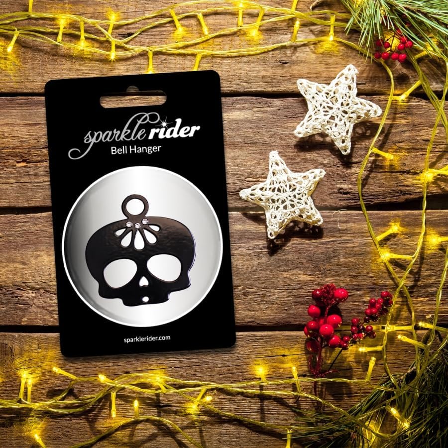 Sparkle Rider Sugar Skull Bell Hanger with Swarovski Crystals