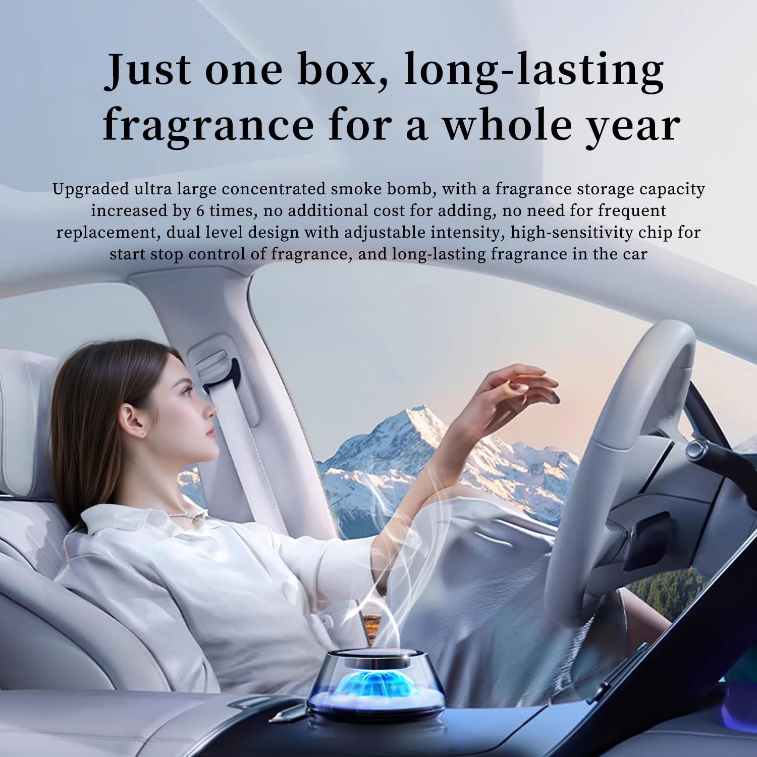 Smart Car Air Freshener with 5 Light Modes and Dual Fragrance