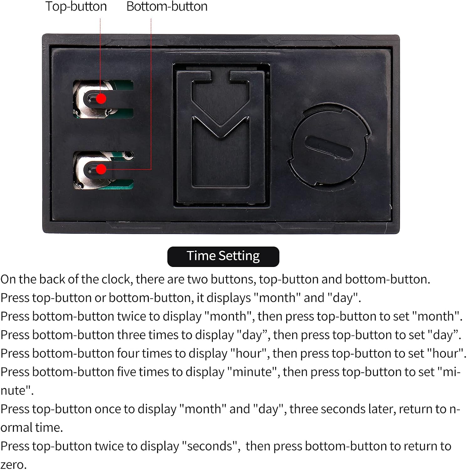 YOUNGFLY 4PCS Mini Car Clock with Large LCD Display