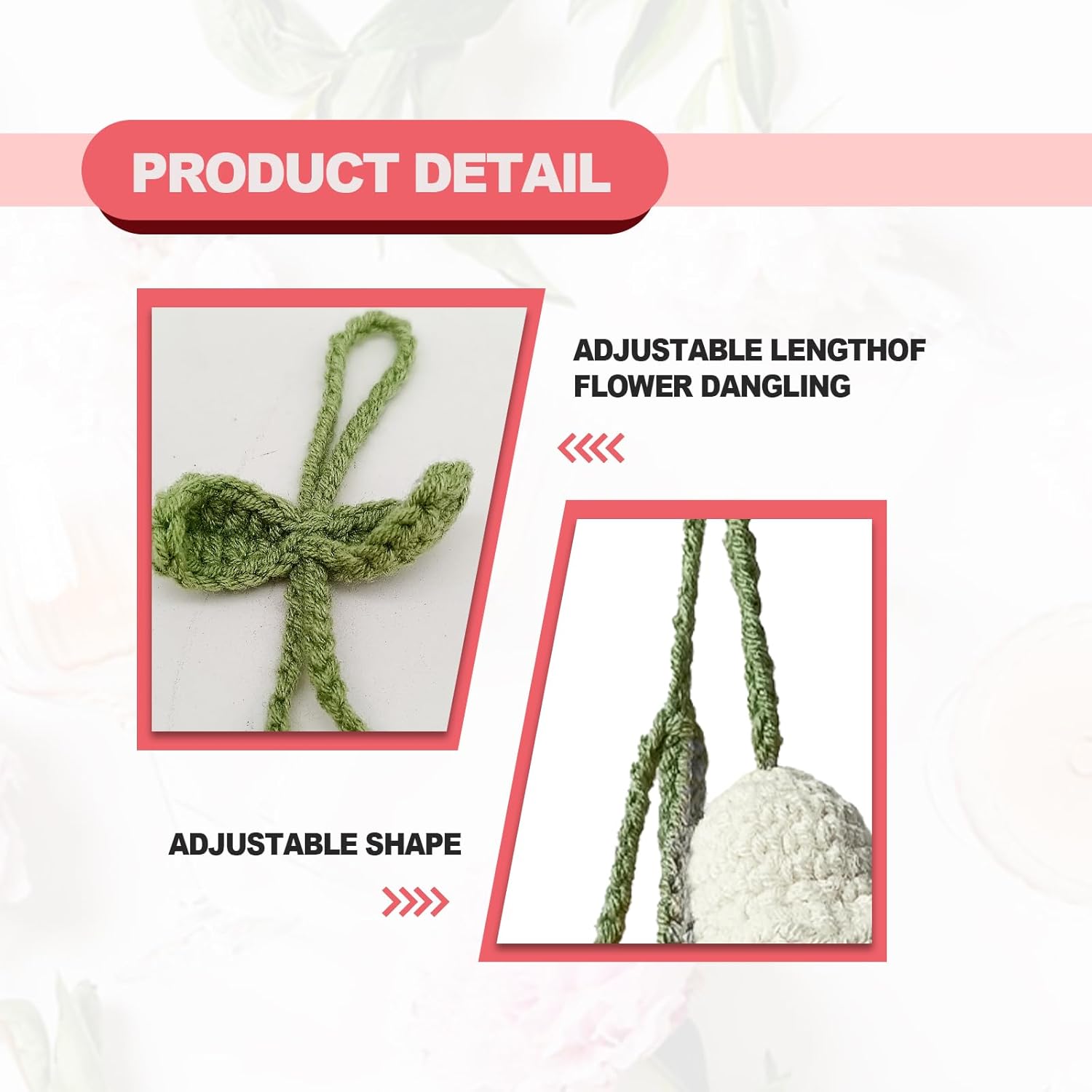 Cute Crochet Flora Flower Car Mirror Ornament White