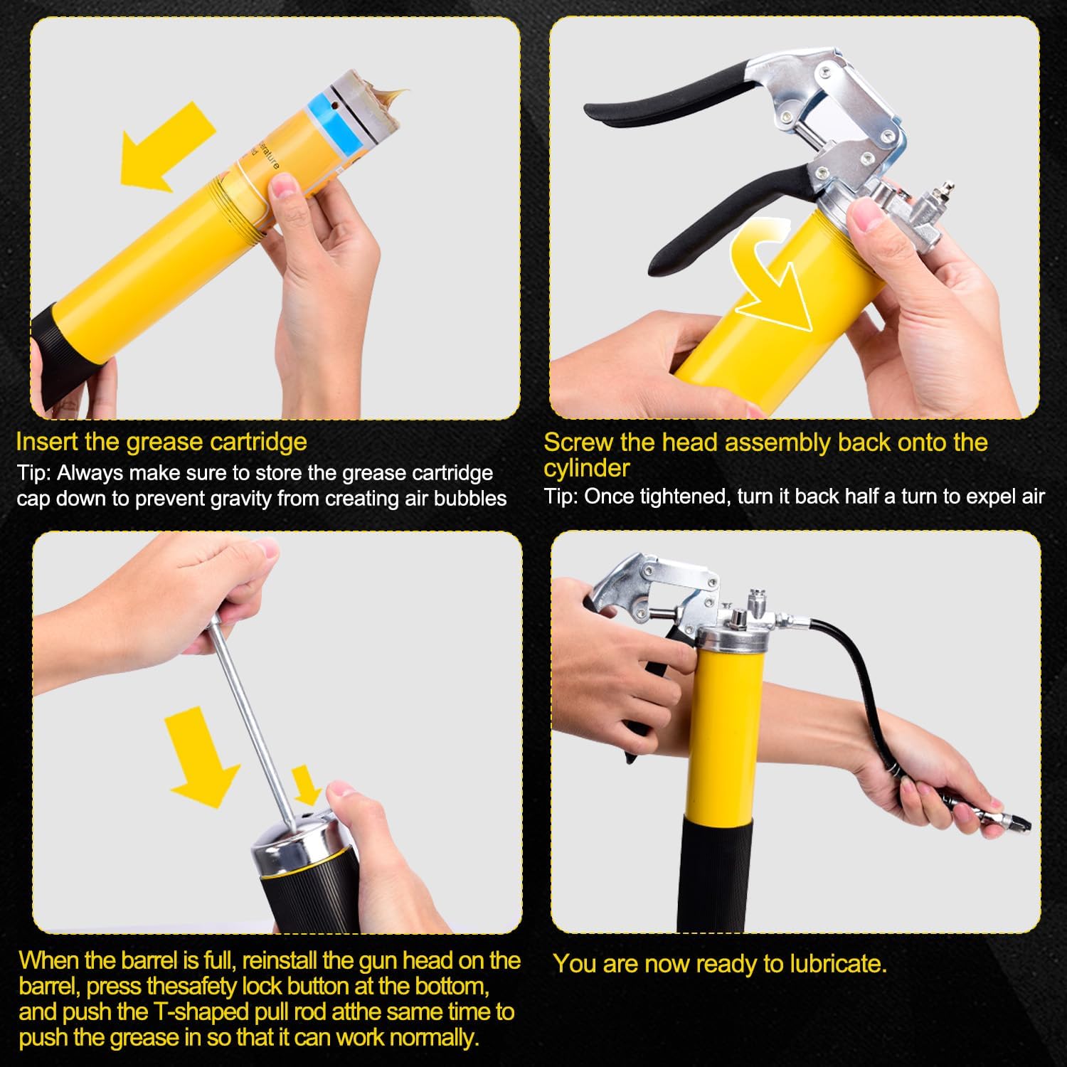 GETLMUL Grease Gun Kit 7000 PSI Heavy Duty