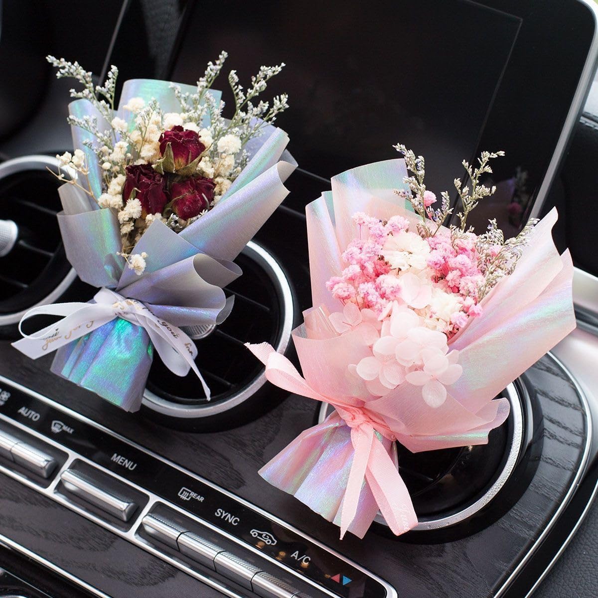 Fresh Flowers Mini Dried Bouquet for Car Air Vent Clips
