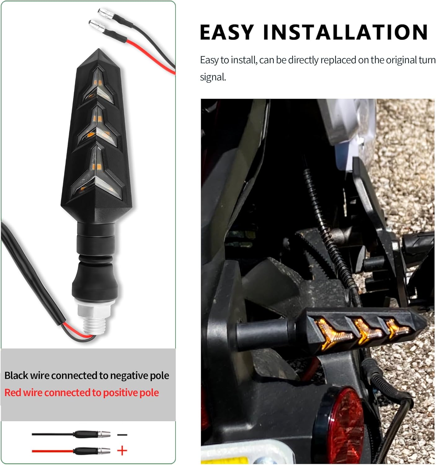 4PCS Motorcycle Turn Signal Kit with Amber LED Lights