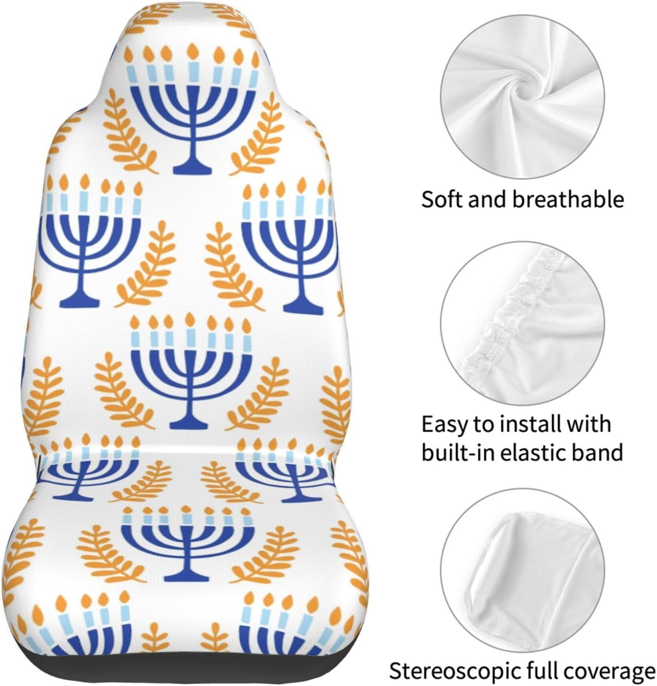 Hanukkah Menorah Car Seat Covers Set of 2 Universal Fit