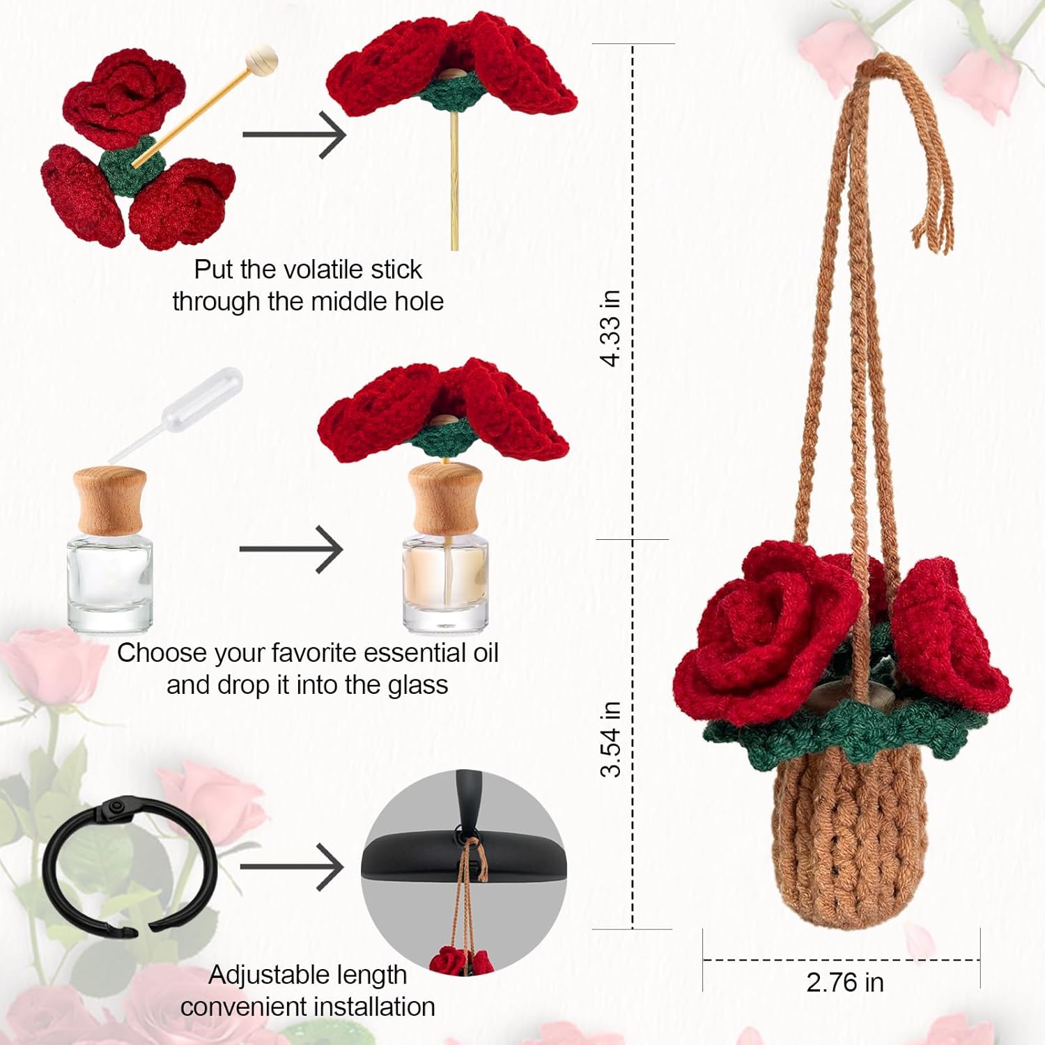 Mevolf Crochet Air Freshener with Cute Potted Plants